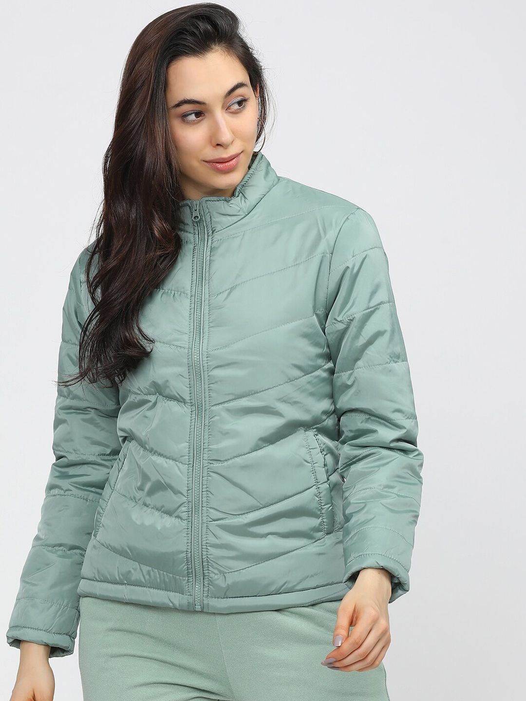 Tokyo Talkies Women Green Padded Jacket Price in India