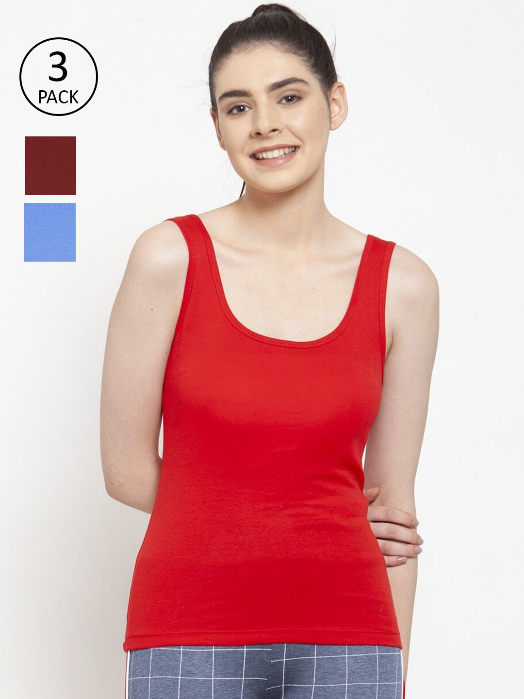 Friskers Pack of 3 Tank Top Price in India