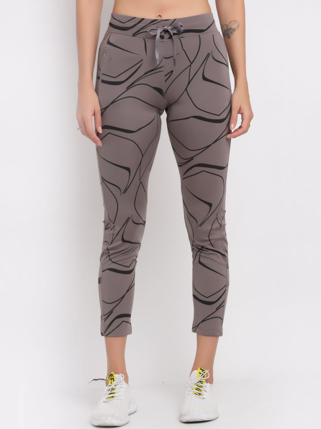 ANTI CULTURE Women Grey & Black Printed Tights Price in India