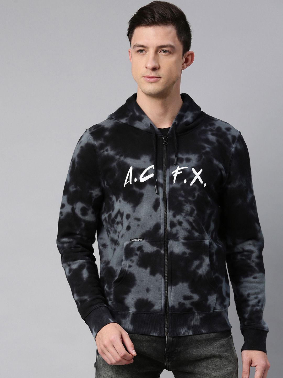Arctic Fox Unisex Black Printed Hooded Sweatshirt Price in India