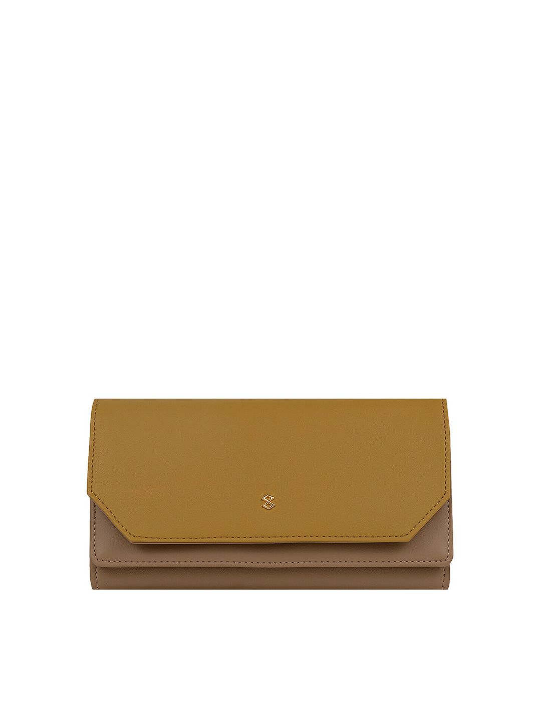 HORRA Women Mustard & Brown PU Two Fold Wallet Price in India