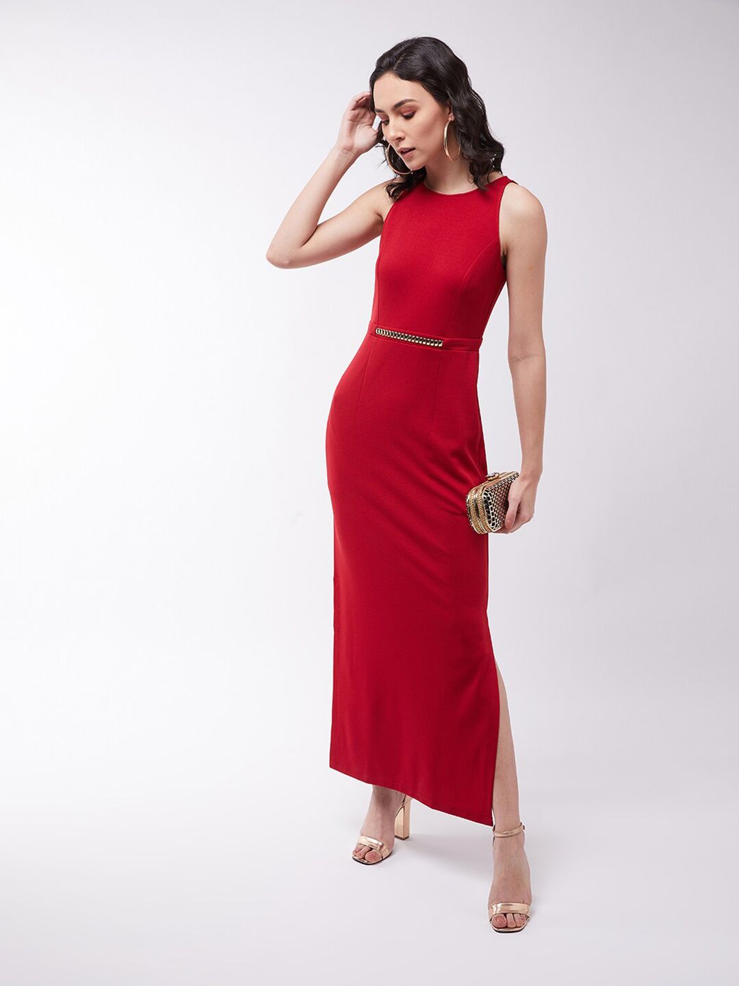 Miss Chase Red Georgette Maxi Dress Price in India