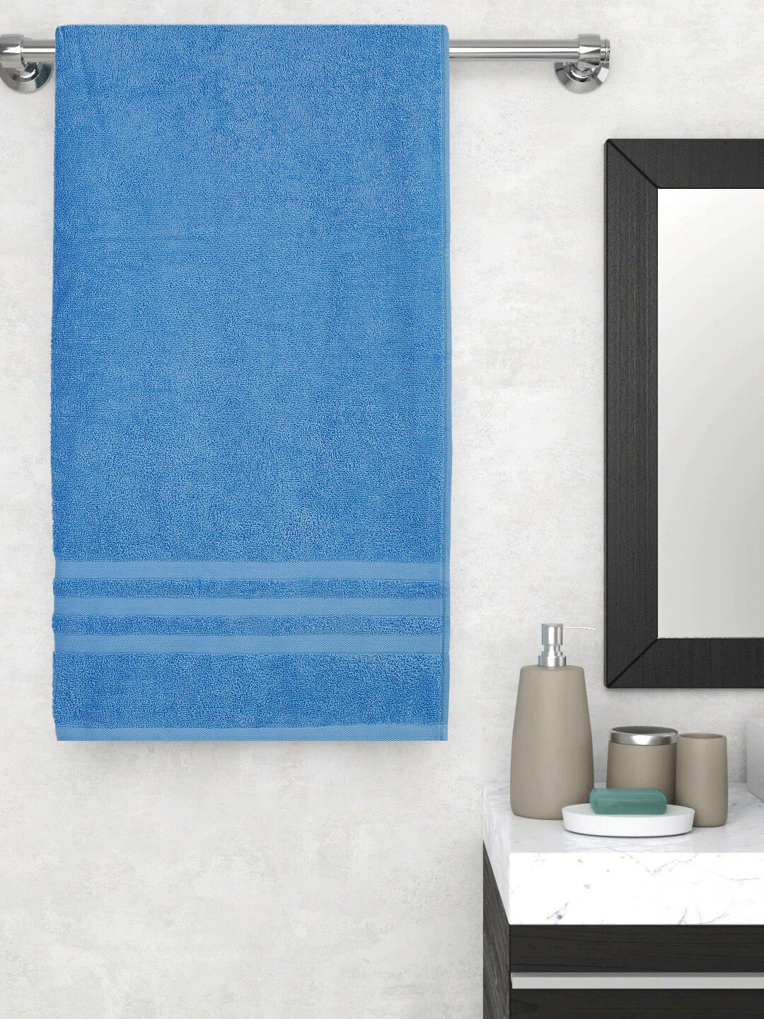 Cantabil Blue Solid 400 GSM Pure Cotton Bath Towel Price in India