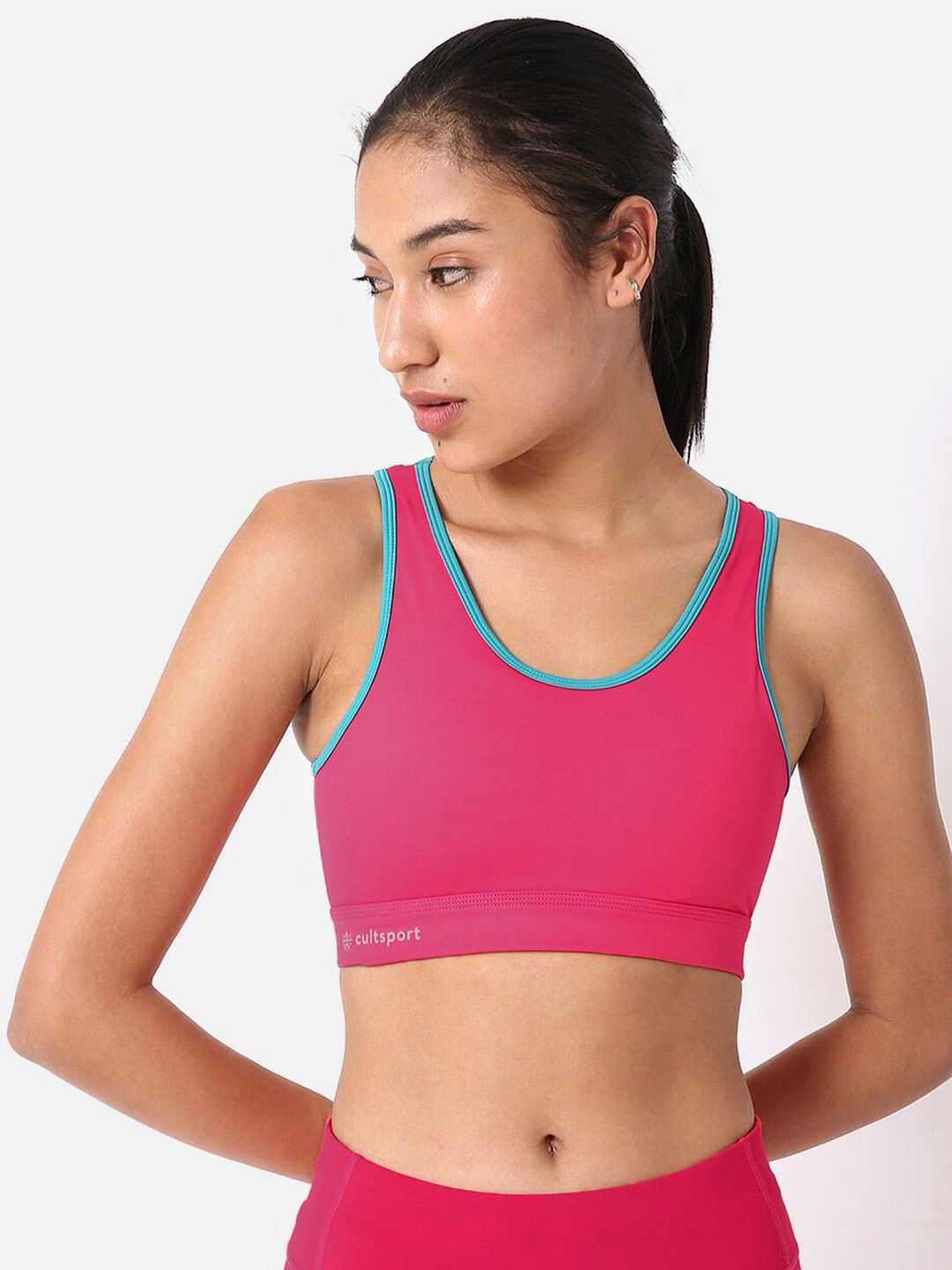 Cultsport Pink & Blue FormFit Training Workout Bra Price in India