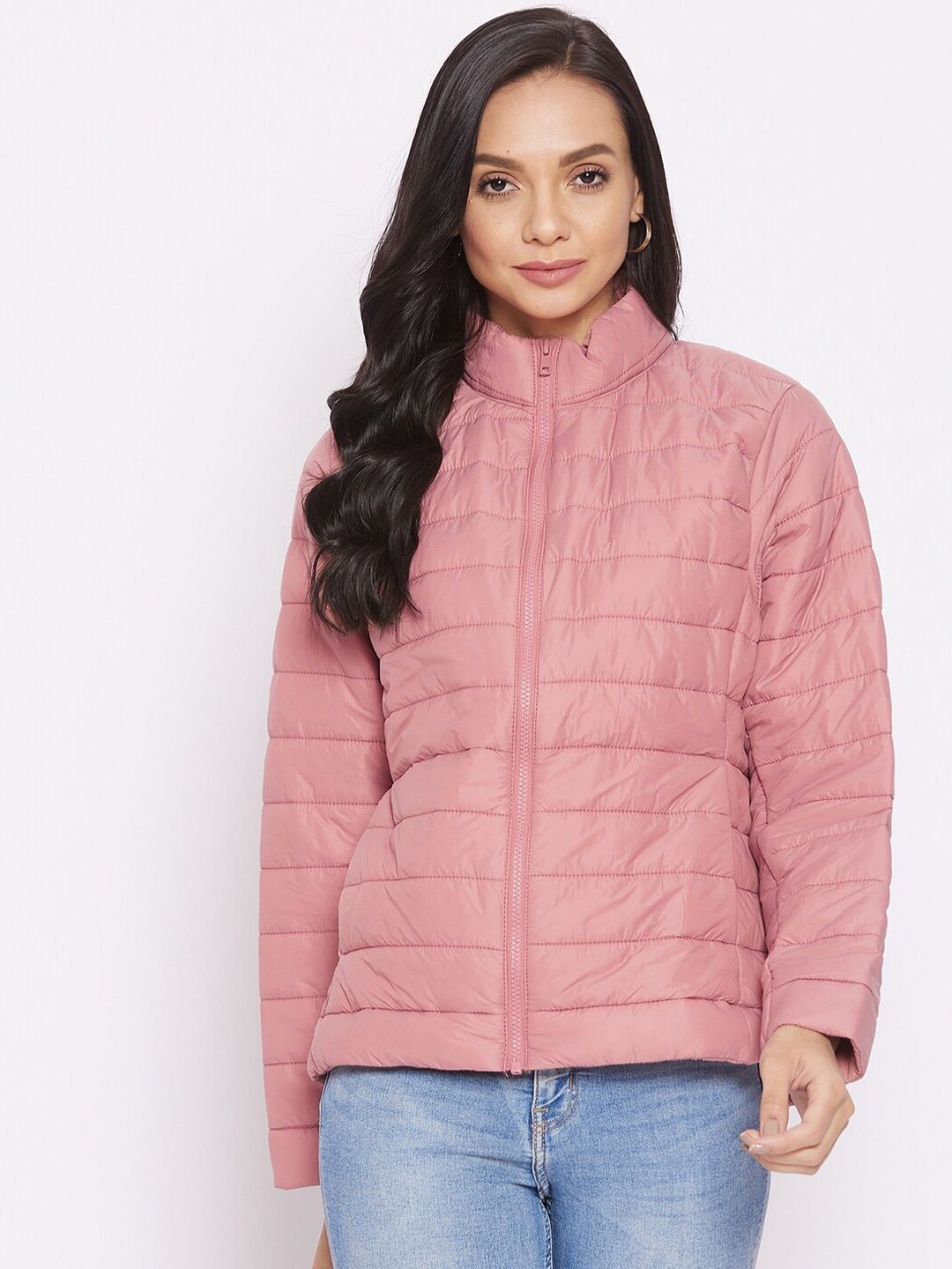 Cantabil Women Coral Pink Padded Jacket Price in India