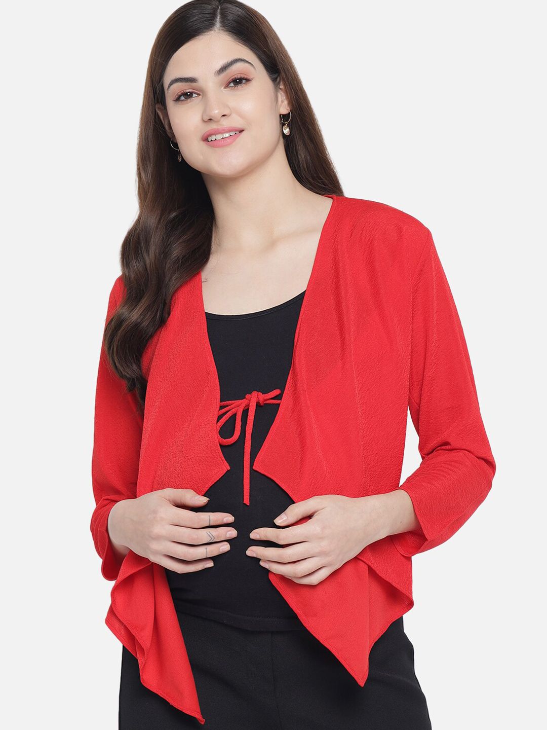 Aujjessa Women Red Maternity Shrug Price in India