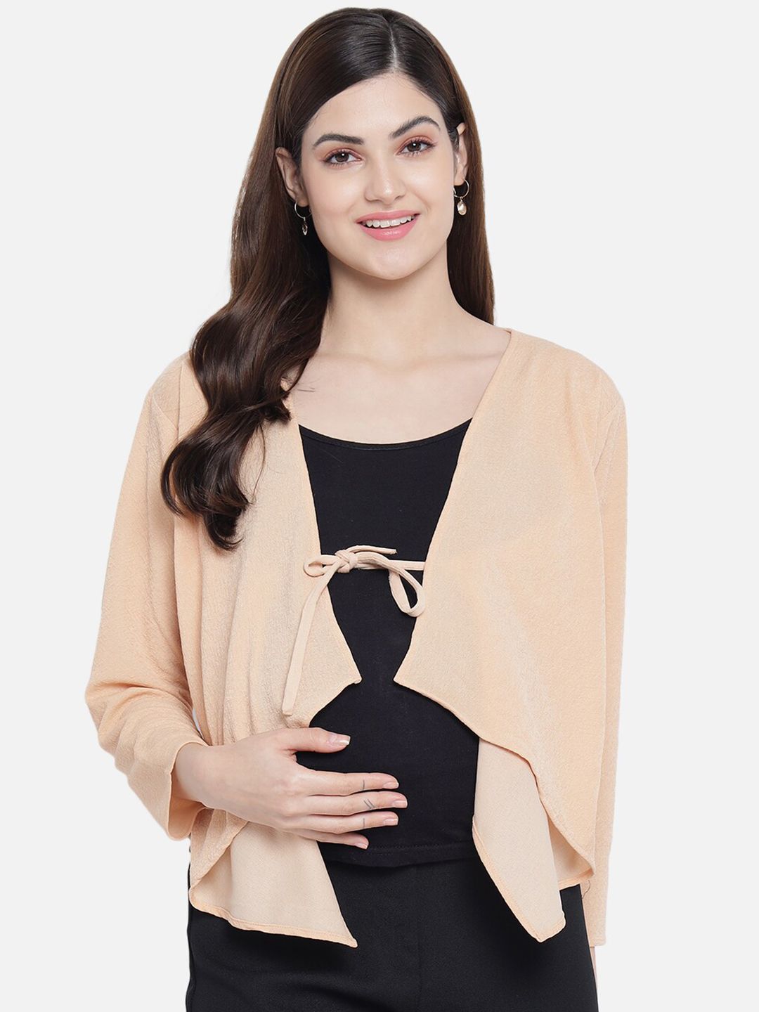 Aujjessa Women Gold Maternity Front Open Shrug Price in India