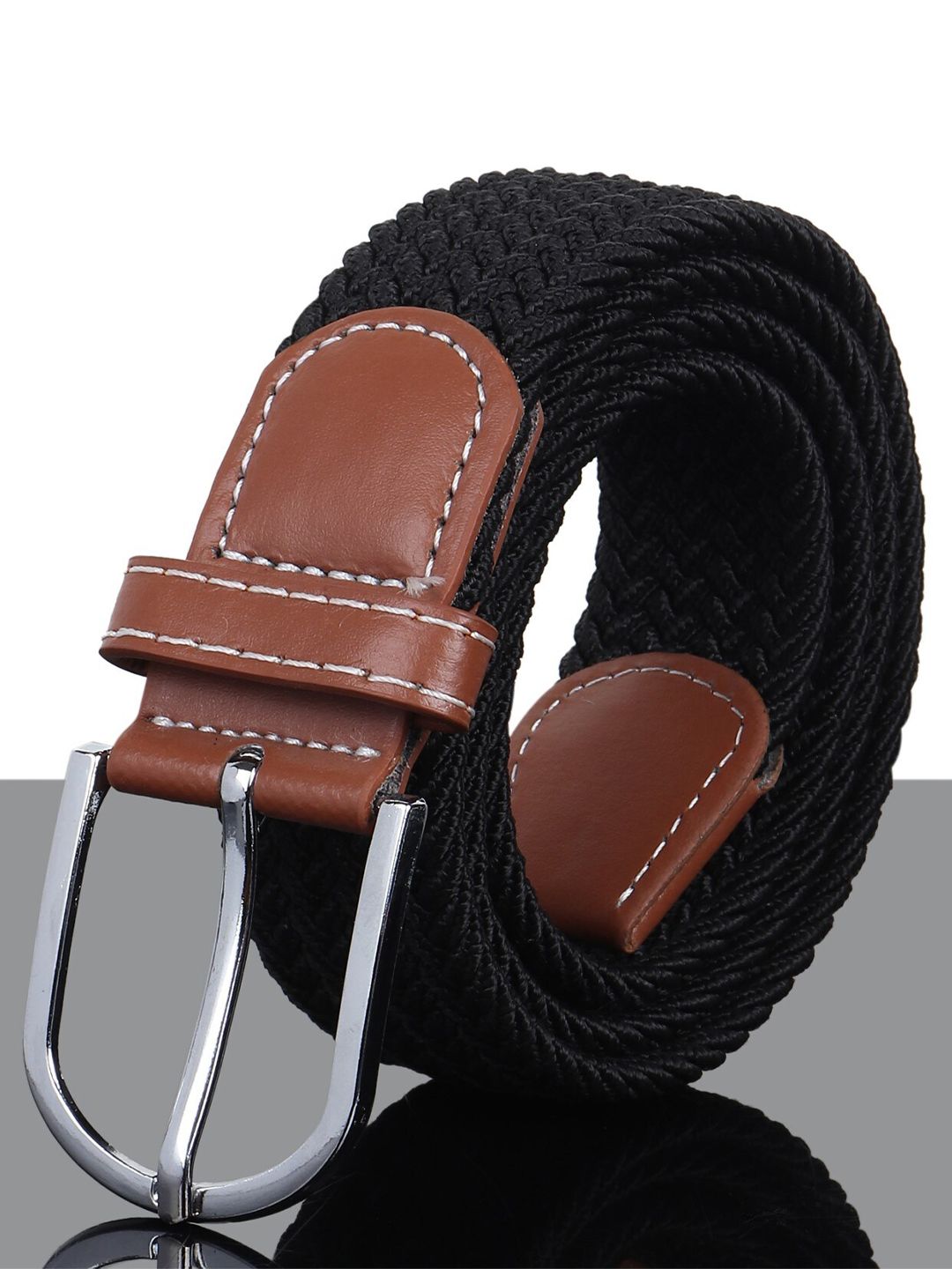 Kastner Unisex Black Woven Design Stretchable Belt Price in India