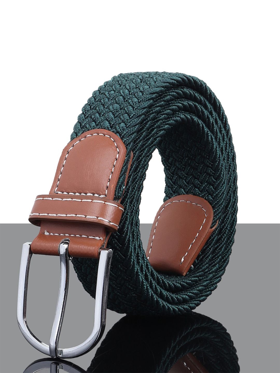 Kastner Unisex Green Braided Stretchable Canvas Belt Price in India