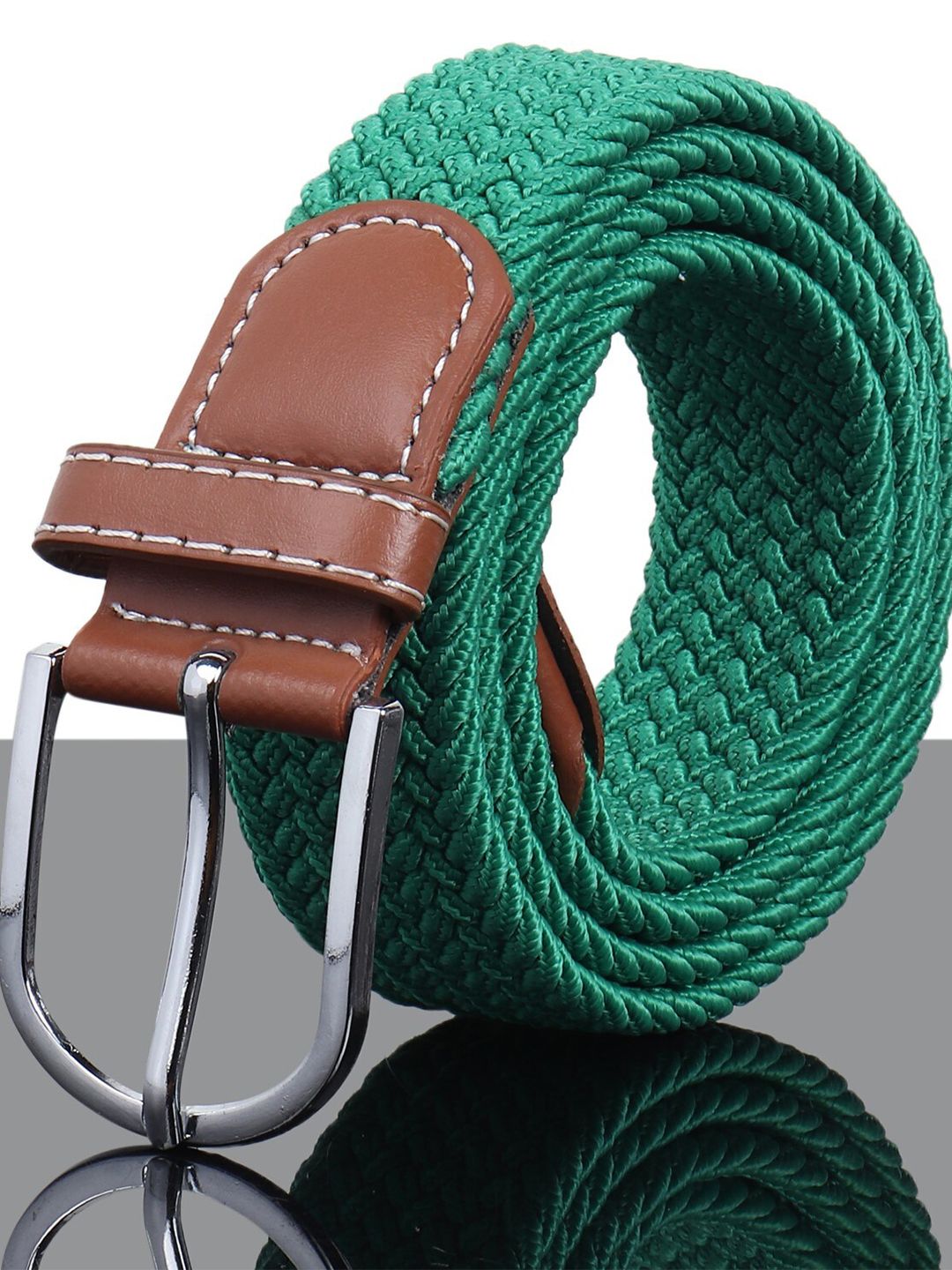 Kastner Unisex Green Braided Stretchable Belt Price in India