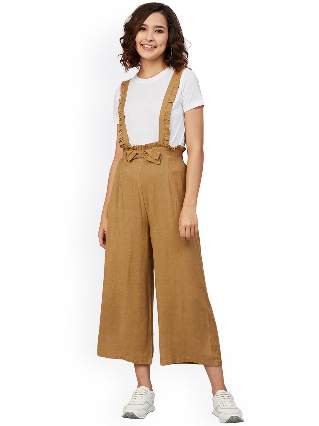 Orchid Blues Women Brown Pleated Parallel Trousers Price in India