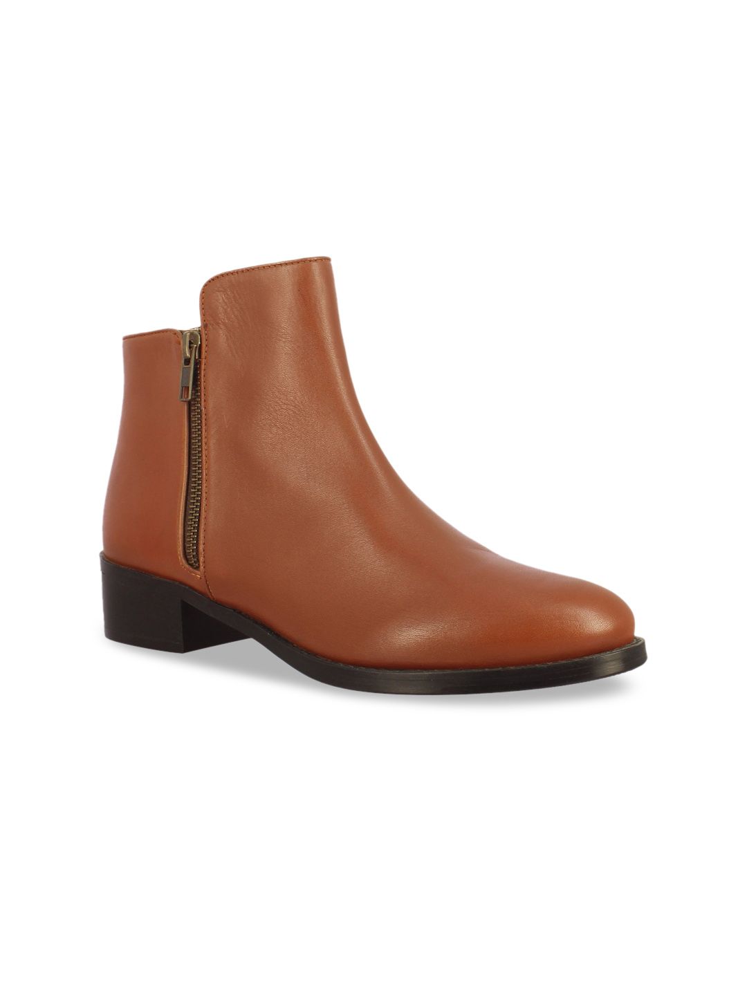 Saint G Women Tan Brown Leather Ankle Boots Price in India