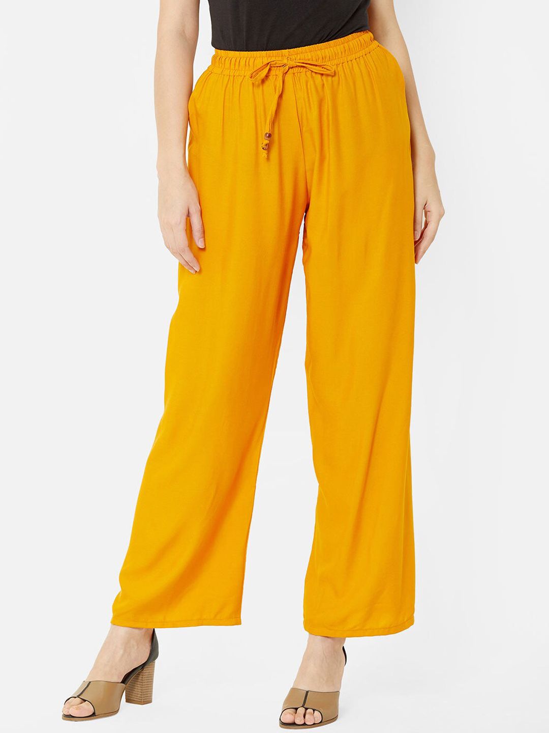 ZOLA Women Yellow Loose Fit Trousers Price in India