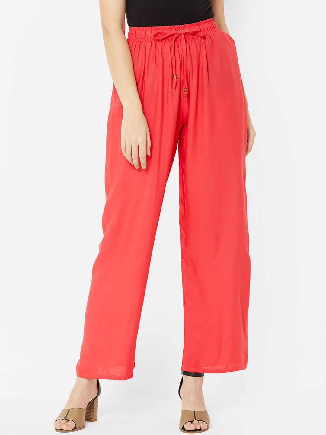 ZOLA Women Pink Loose Fit Parallel Trousers Price in India