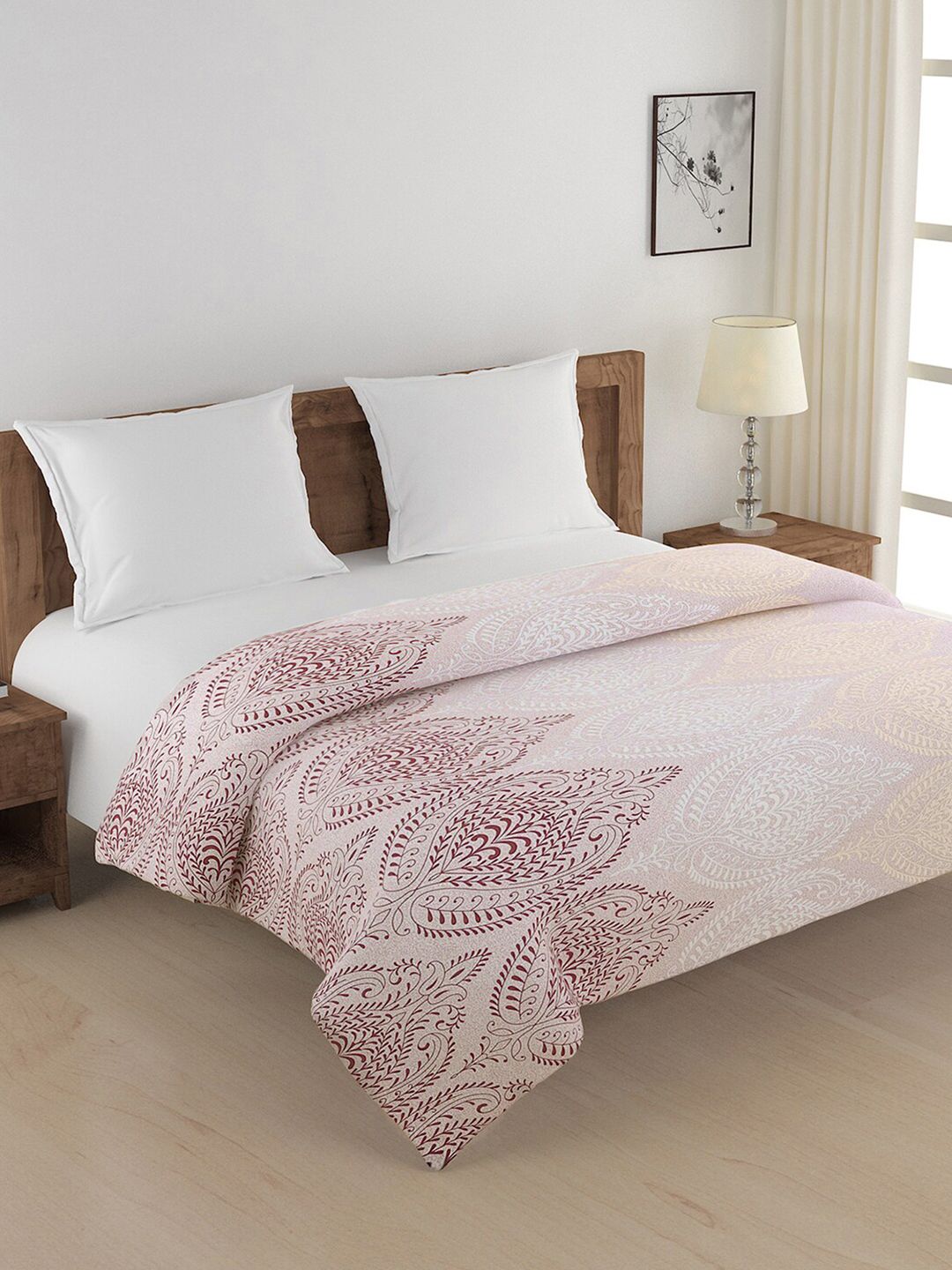 SWAYAM Pink & Maroon Ethnic Motifs AC Room 150 GSM Double Bed Comforter Price in India
