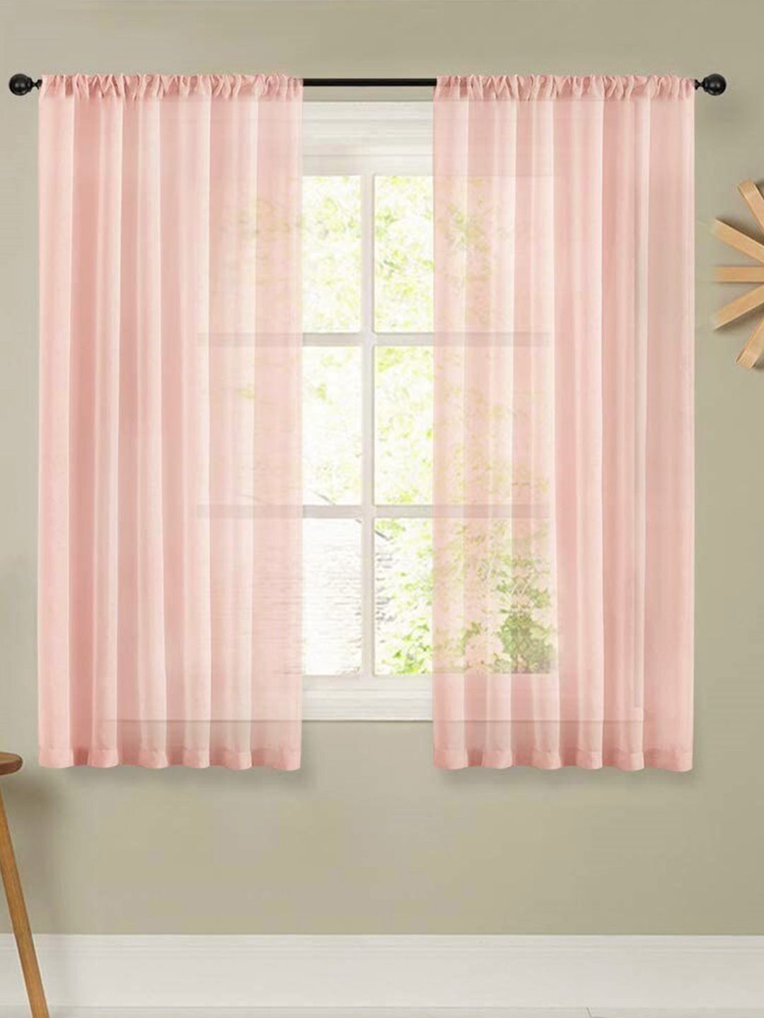 URBAN SPACE Set of 2 Pink Window Curtain Price in India