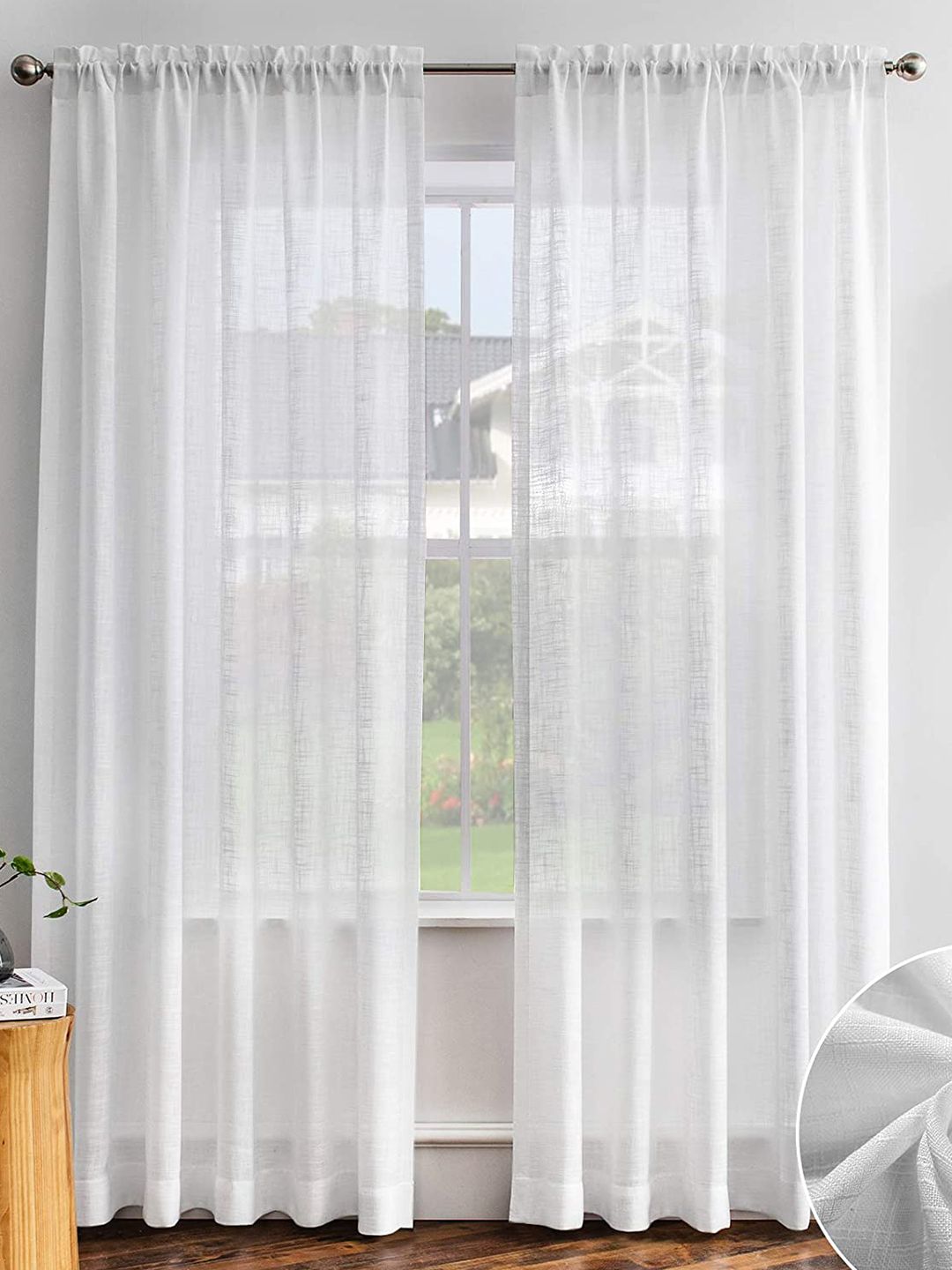 URBAN SPACE White Set of 2 Sheer Door Curtains Price in India