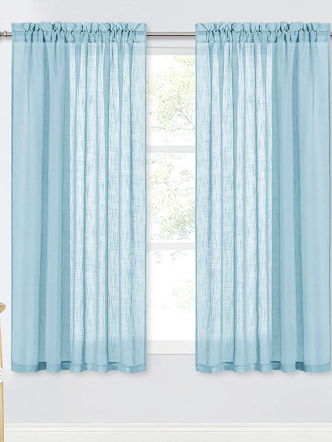 URBAN SPACE Set of 2 Turquoise Blue Window Curtain Price in India