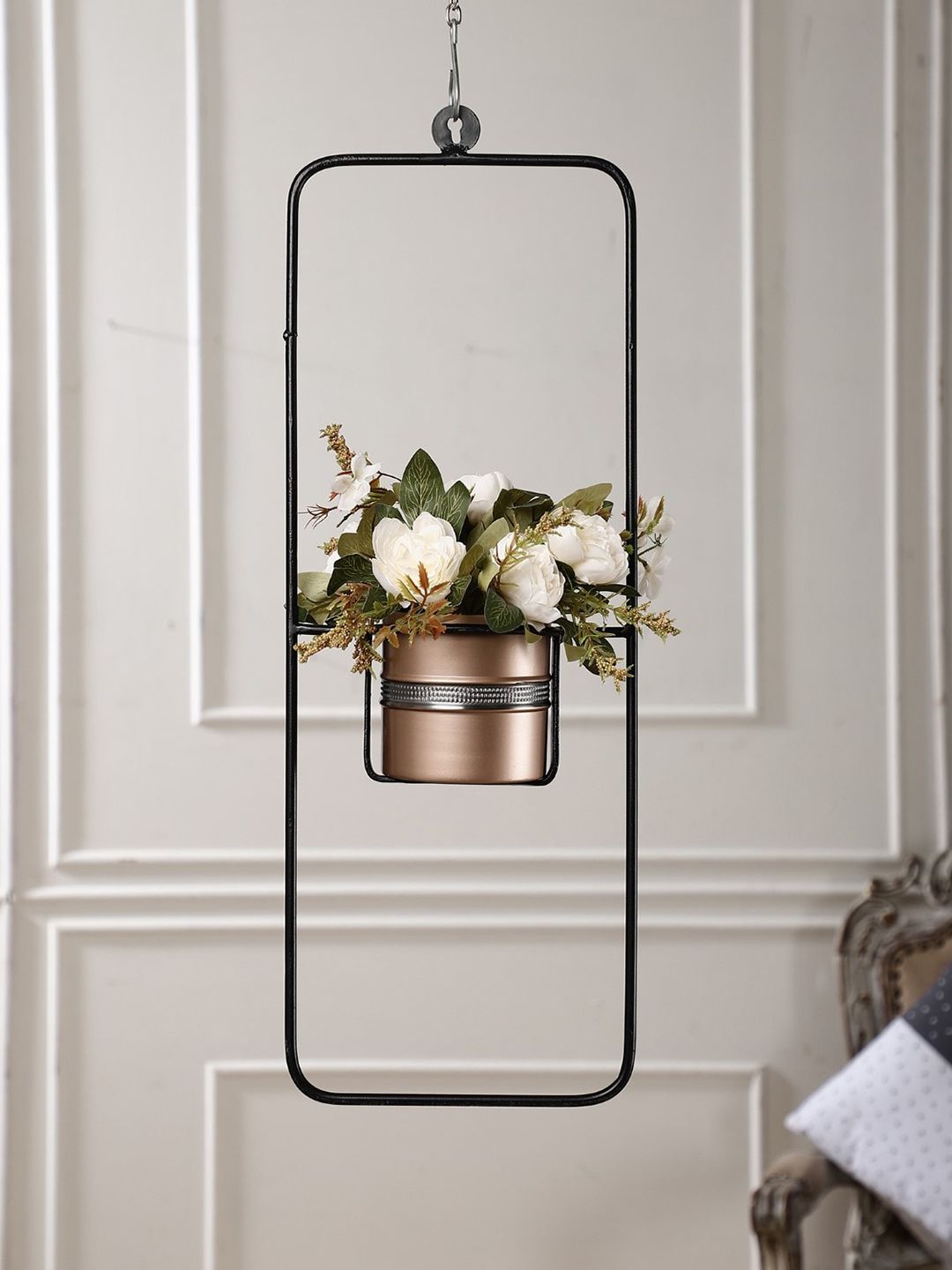 The Decor Mart Copper-Toned & Black Metal Hanging Planter Price in India