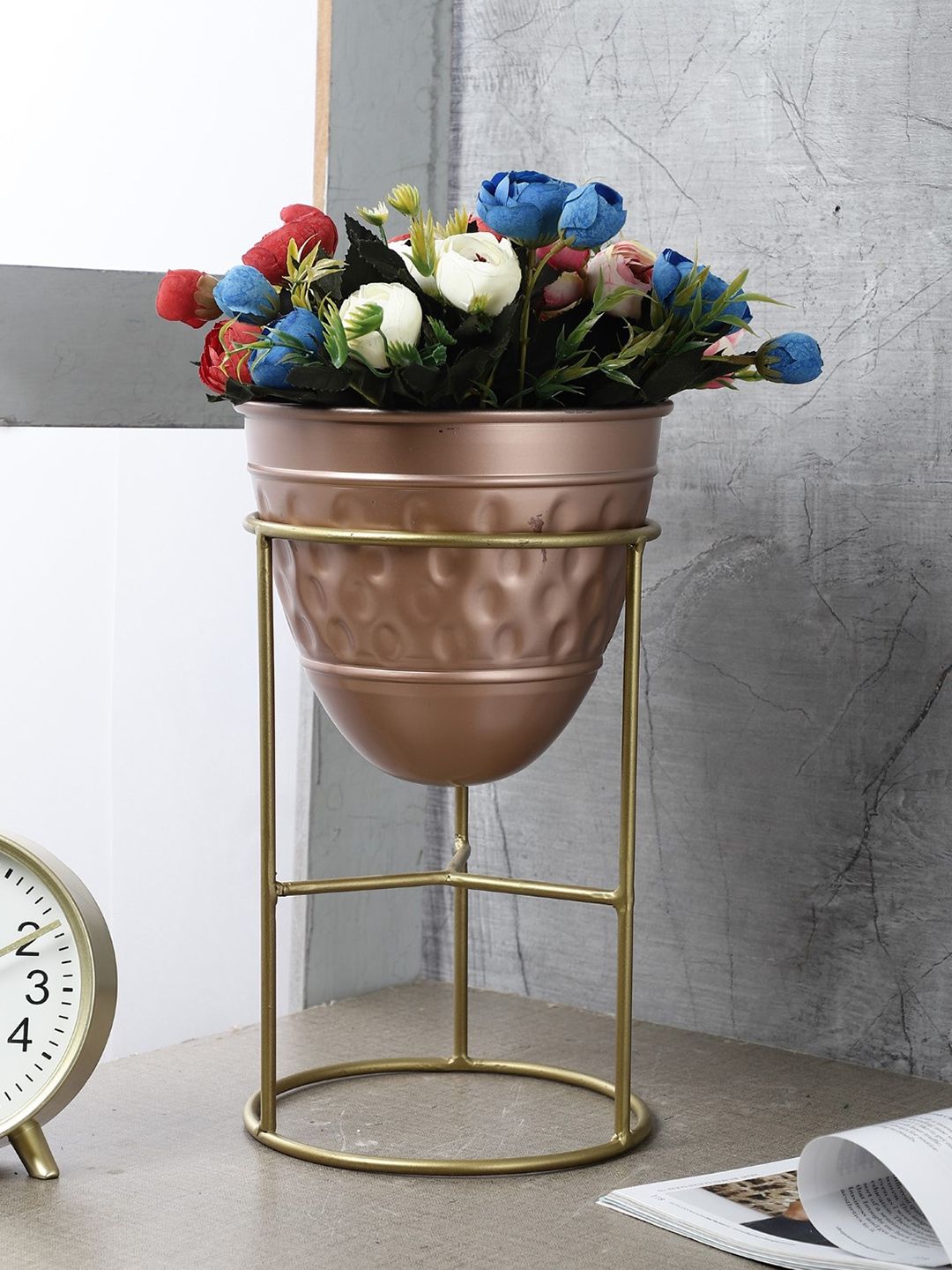 The Decor Mart Gold-Toned Stunning Bowl Metal Planter With Stand Price in India