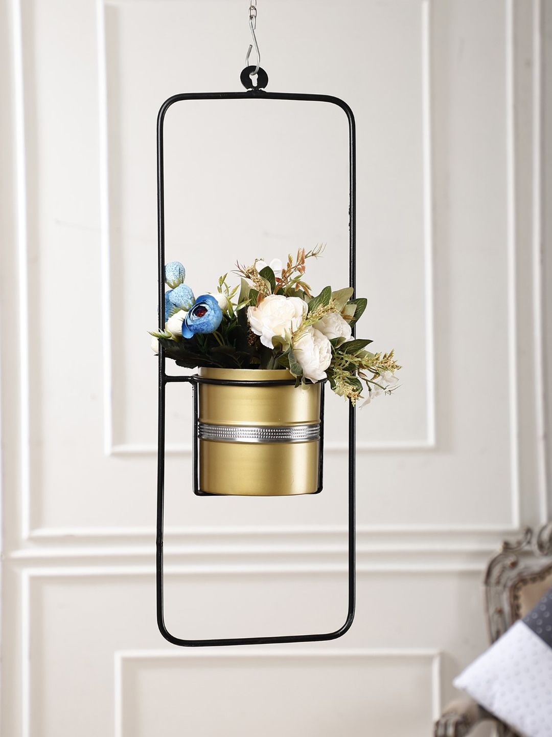 The Decor Mart Gold and Silver Stunning Hanging Metal Planter Price in India