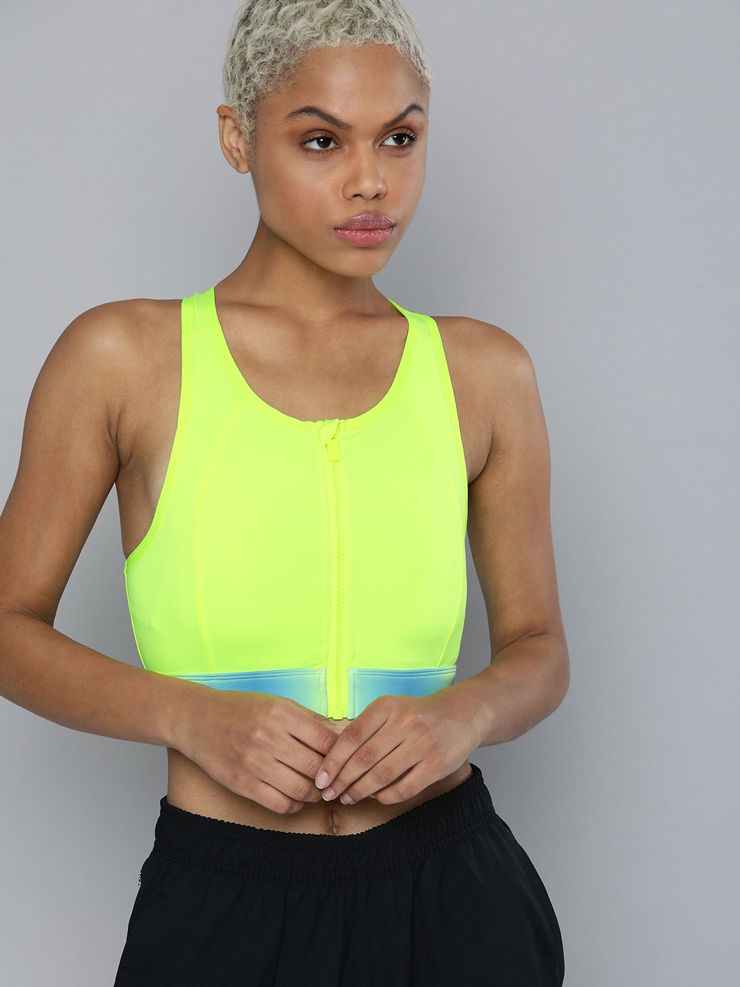 HRX By Hrithik Roshan Running Women Neon Lime Rapid-Dry Brand Carrier Sports Bra Price in India