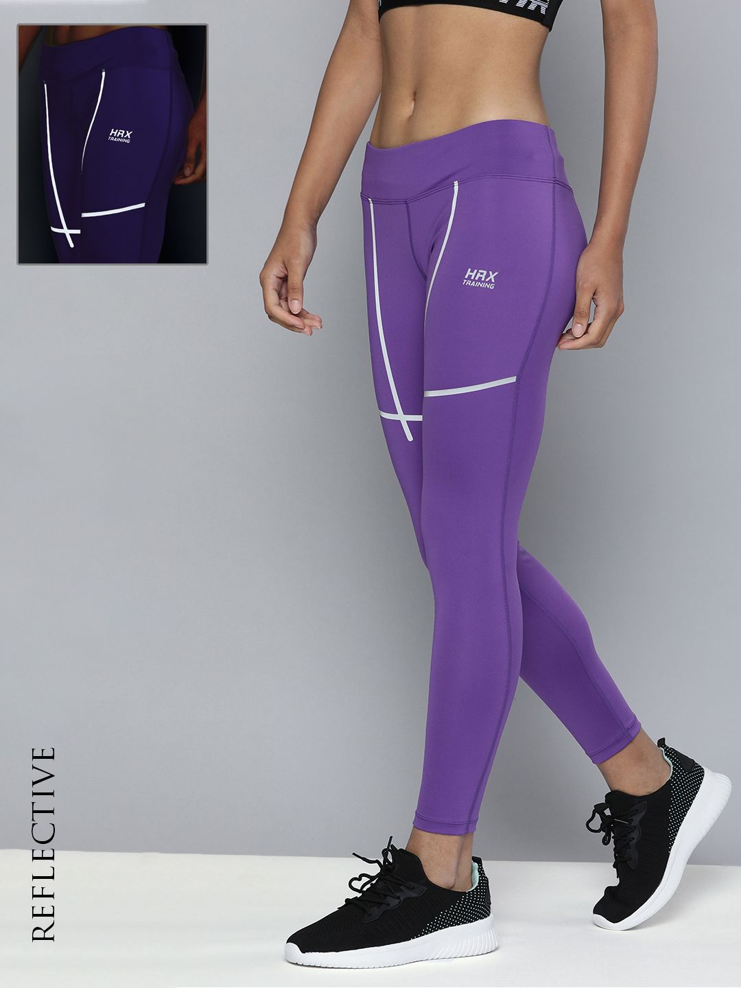 HRX by Hrithik Roshan Training Women Deep Wisteria Rapid-Dry AOP Tights Price in India