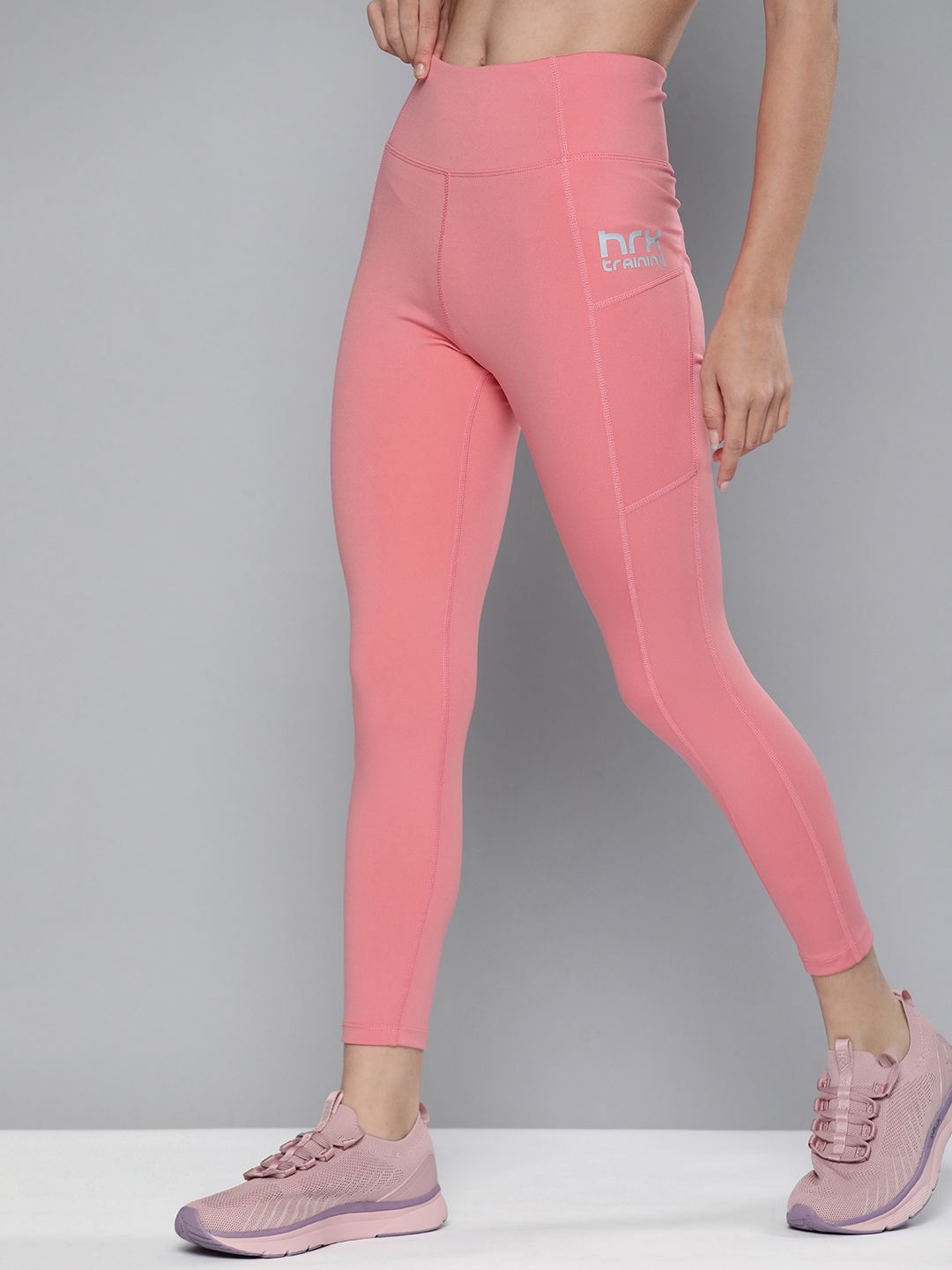 HRX By Hrithik Roshan Training Women Desert Rose Rapid-Dry Solid Tights Price in India