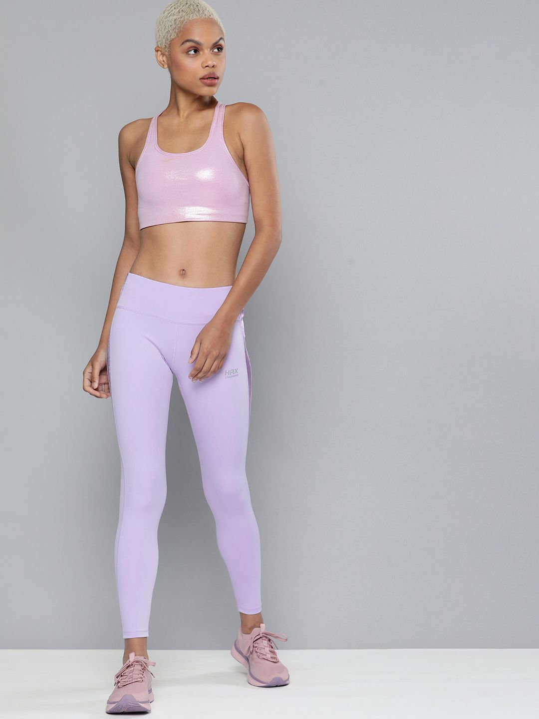 HRX By Hrithik Roshan Training Women Digital Lavendor Rapid-Dry Brand Carrier Tights Price in India