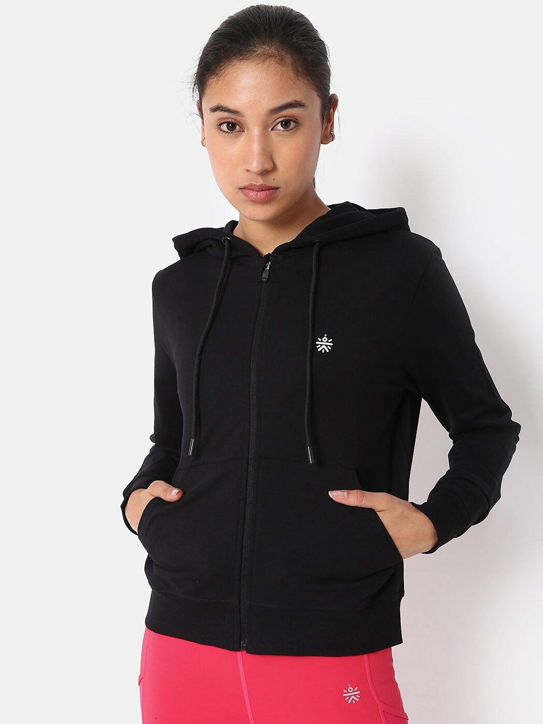 Cultsport Women Black Printed Hooded Sweatshirt Price in India