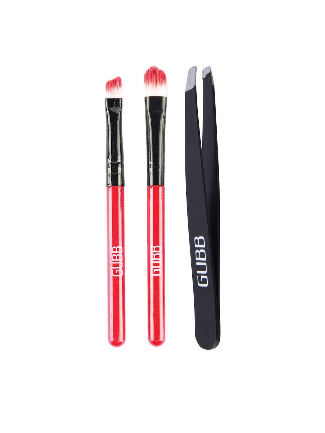 GUBB Red & Black Set Of 2 Eyeshadow Makeup Brush With Slant Tweezer Price in India