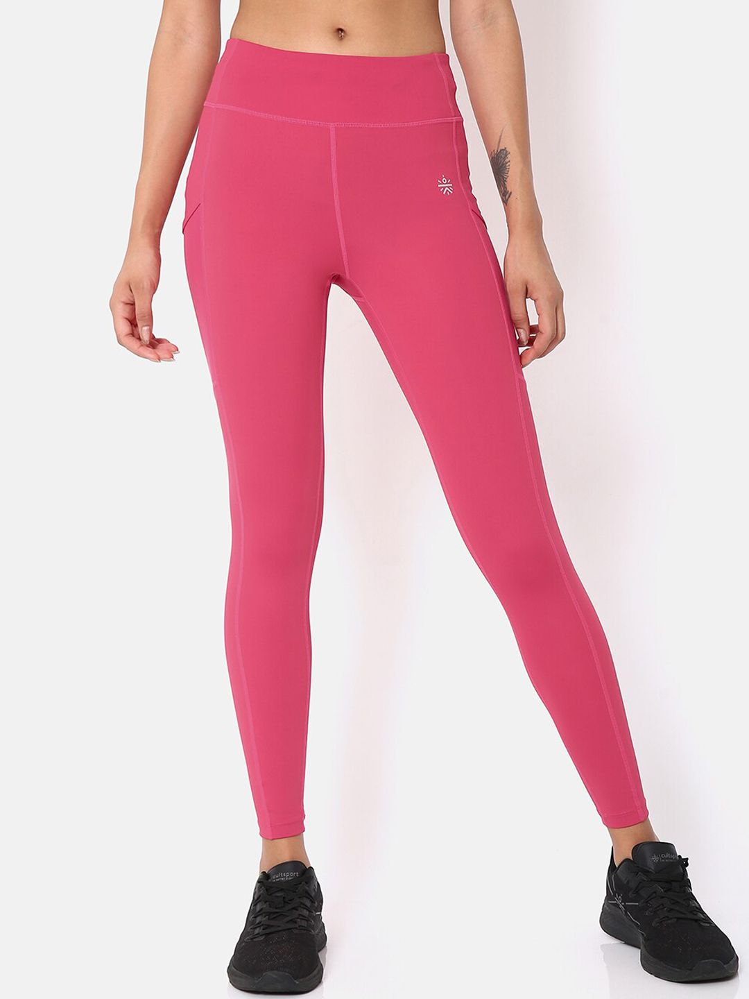 Cultsport Women Pink Absolute-Fit Solid Tights Price in India