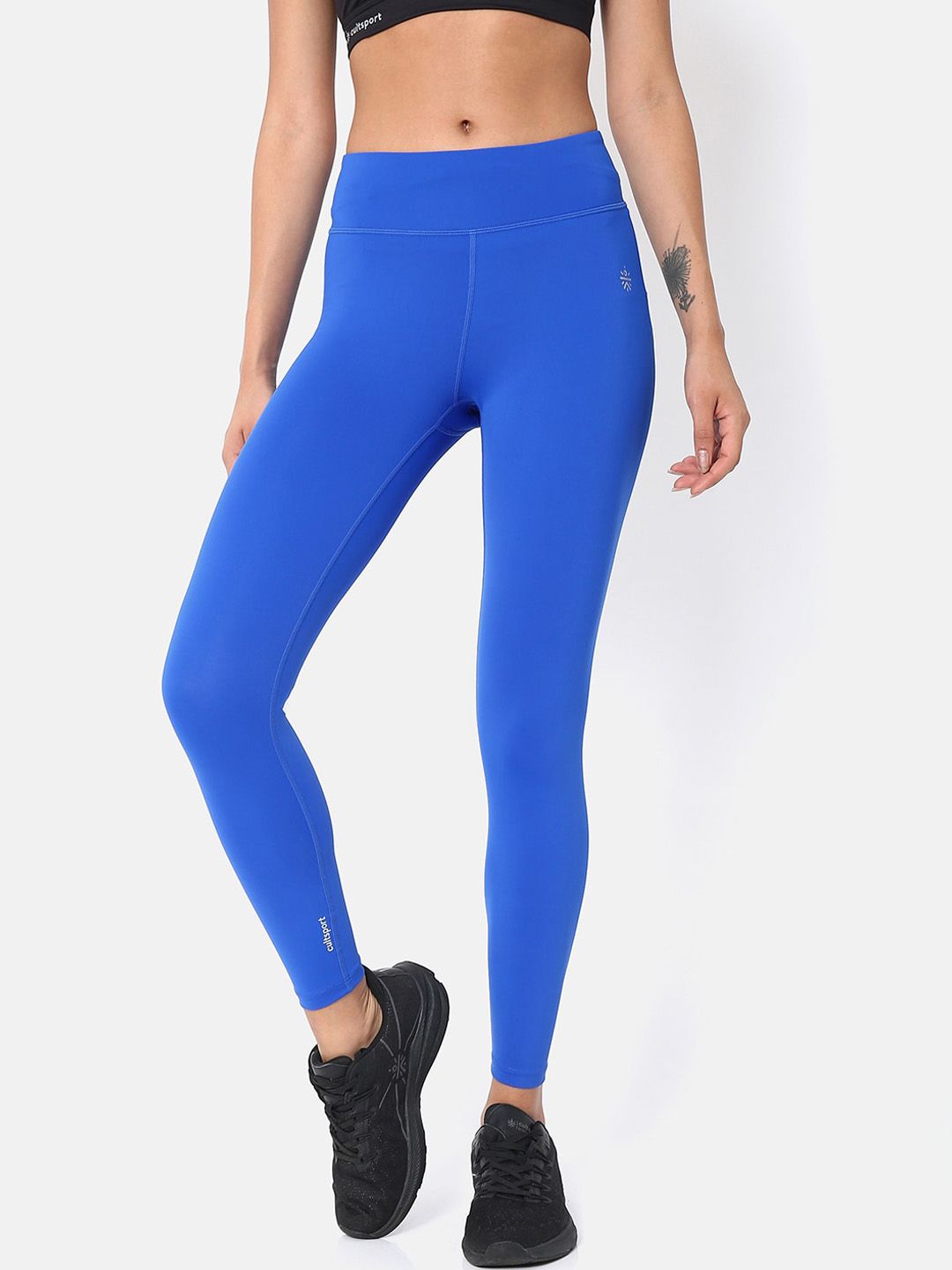 Cultsport Women Blue Solid Absolute-Fit Tights Price in India