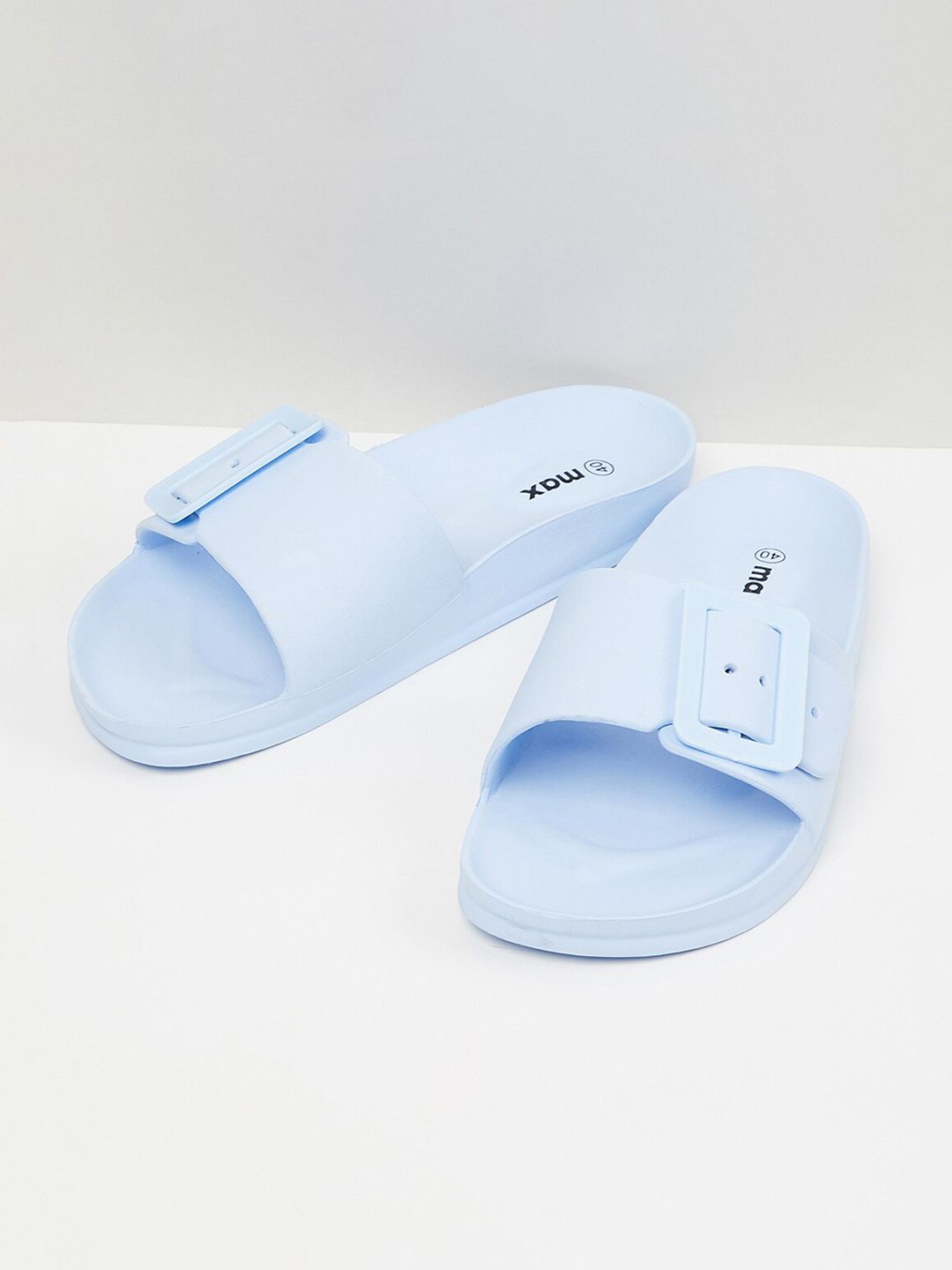 max Women Blue Sliders Price in India