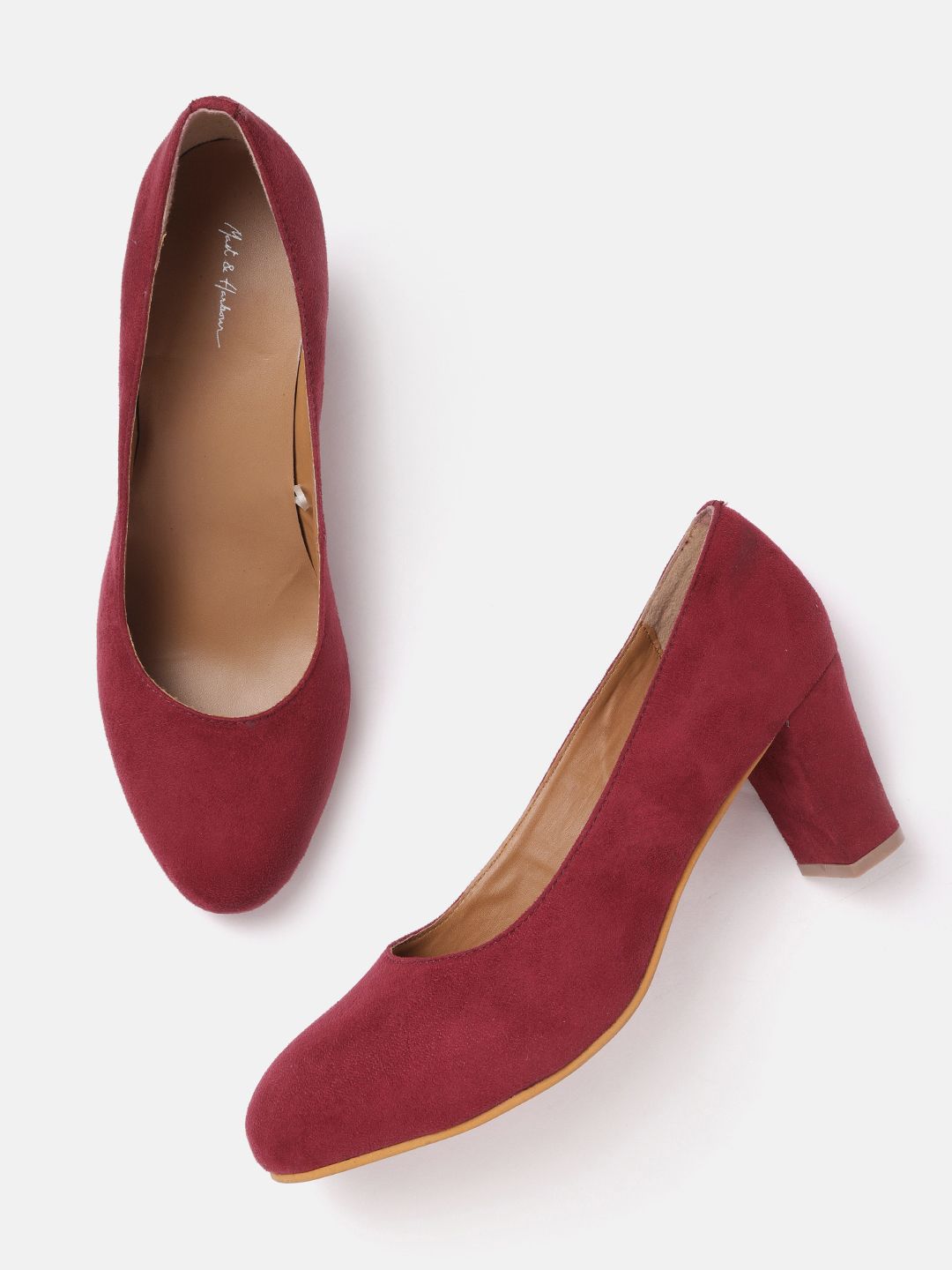 Mast & Harbour Burgundy Suede Finish Pumps Price in India