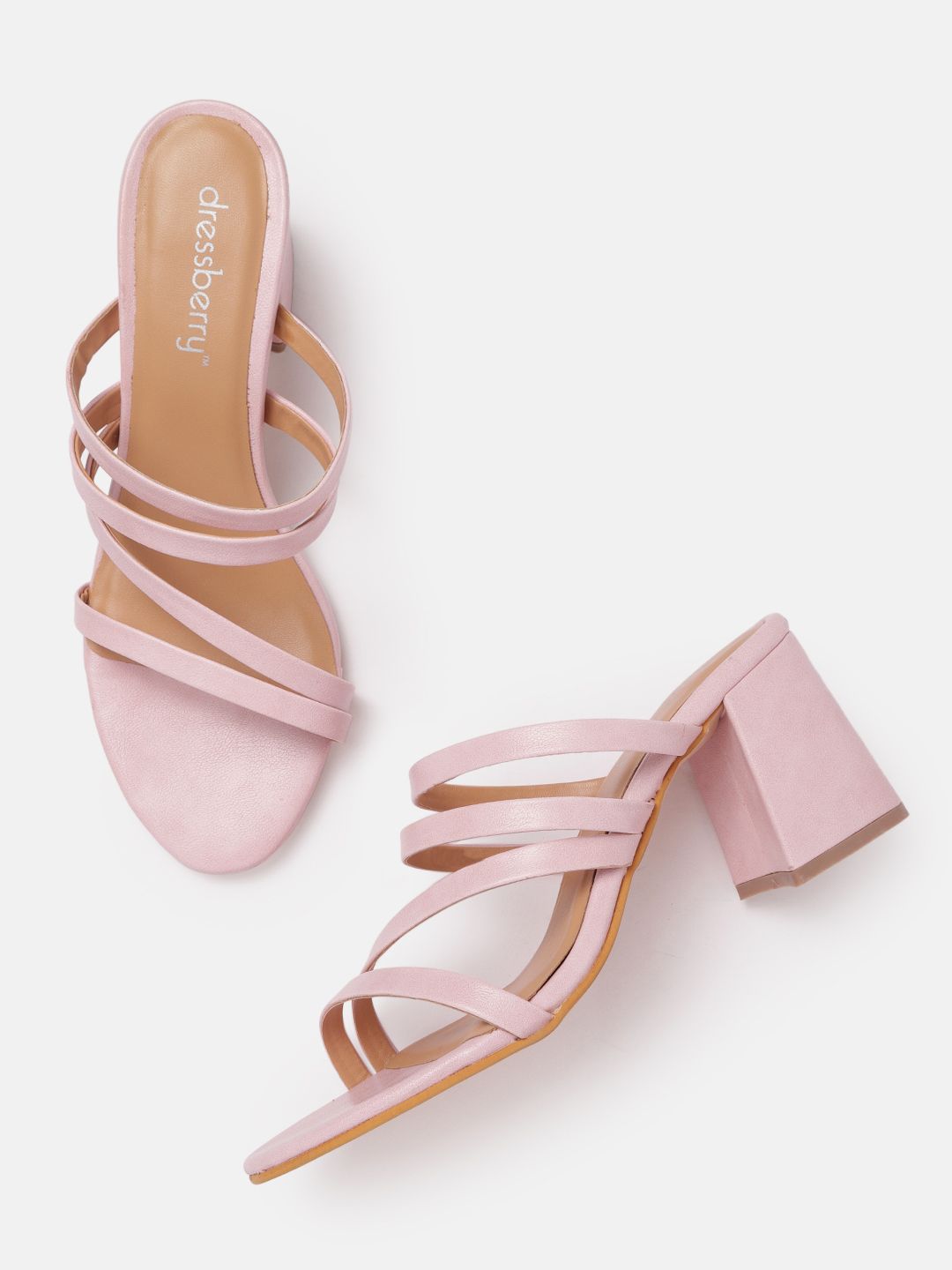 DressBerry Pink Solid Block Heels Price in India