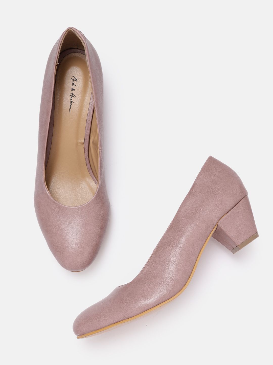 Mast & Harbour Dusty Rose Pink Solid Pumps Price in India