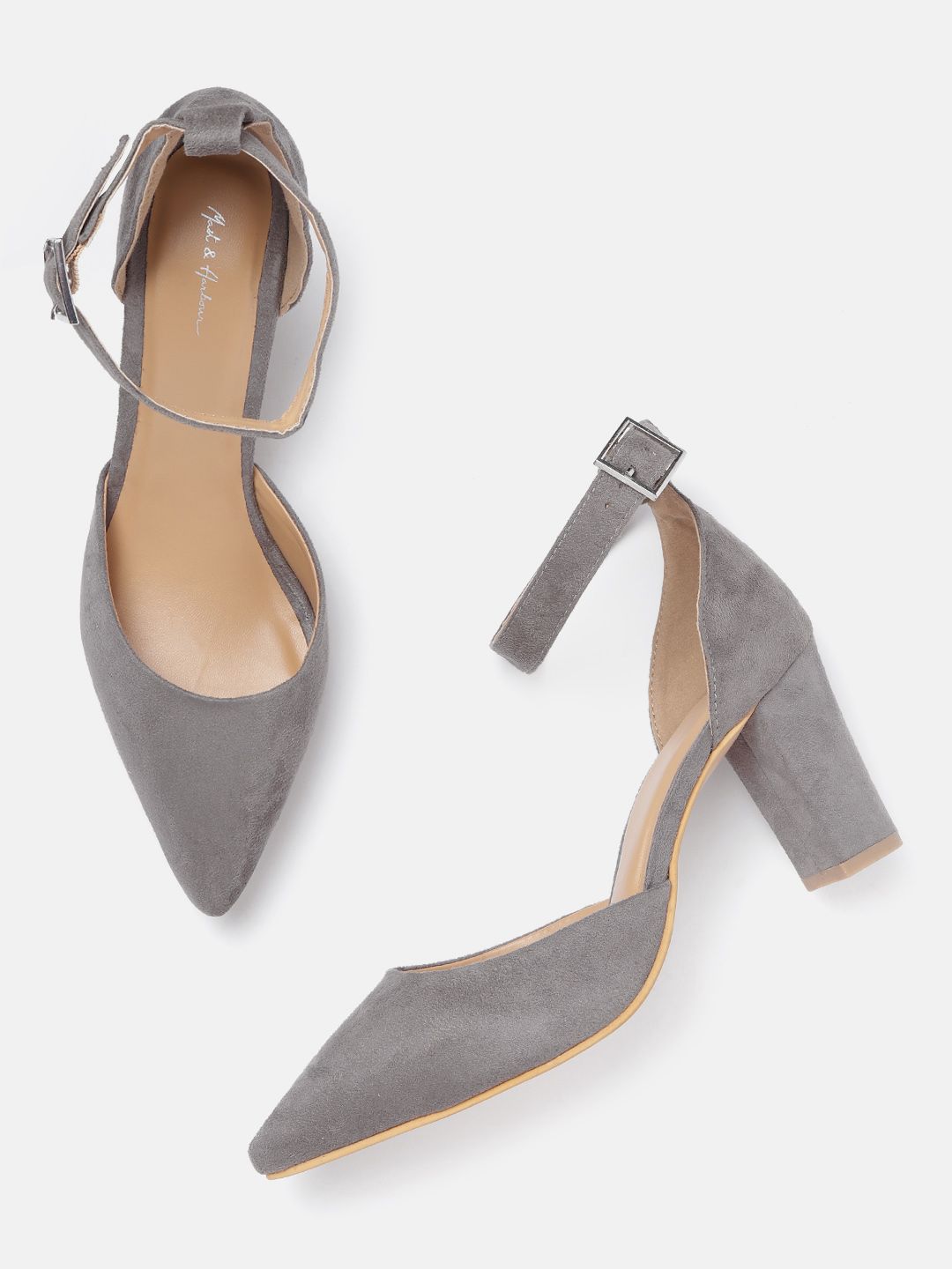 Mast & Harbour Grey Solid Pumps Price in India