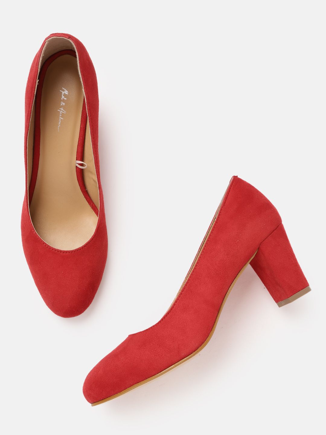 Mast & Harbour Red Solid Block Pumps Price in India