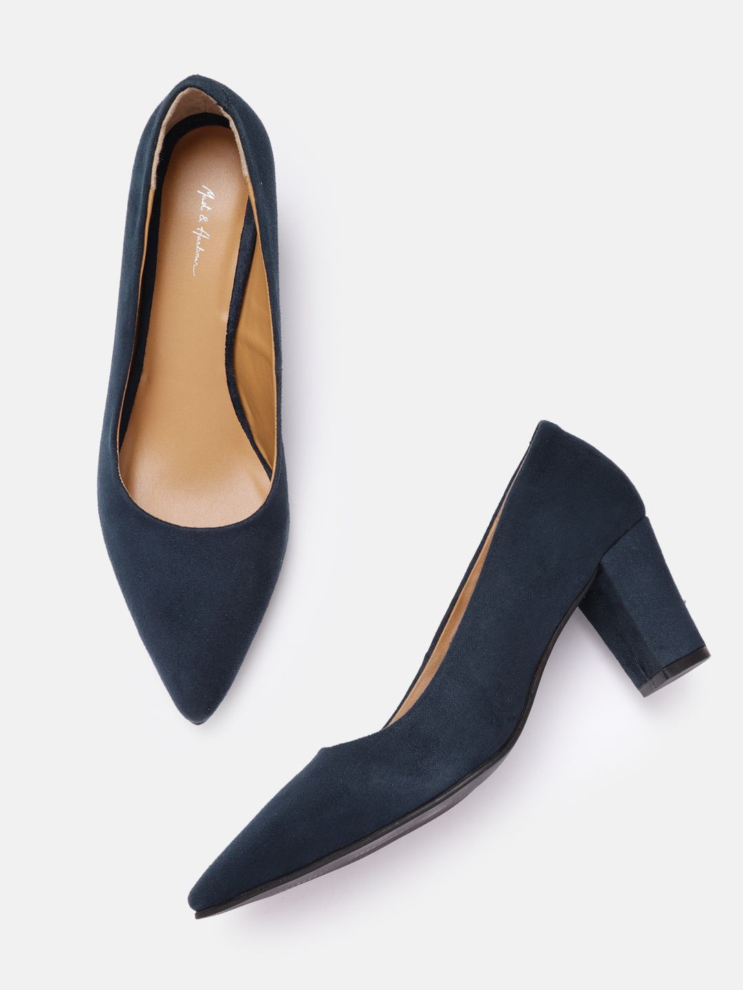 Mast & Harbour Navy Blue Solid Pumps Price in India