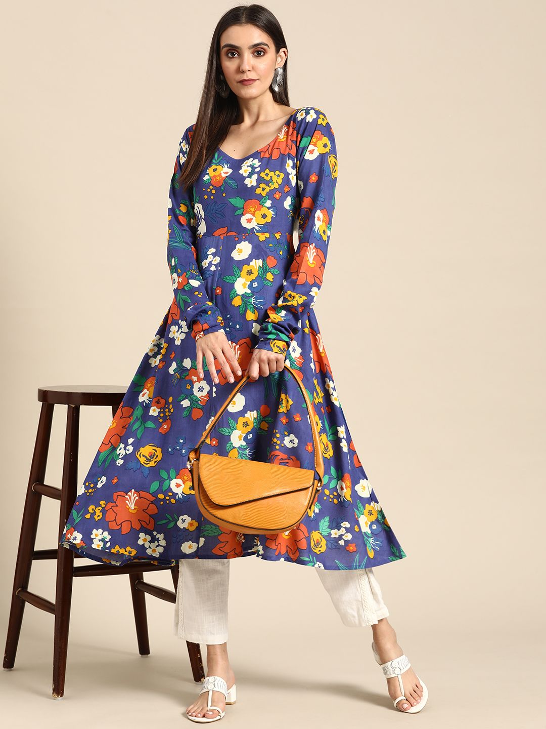 Anouk Women Multicoloured Floral Printed Floral Kurta Price in India