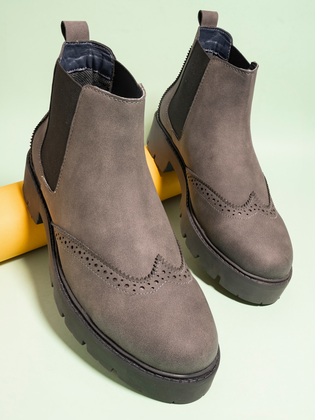 El Paso Women Grey Perforations Flat Boots Price in India