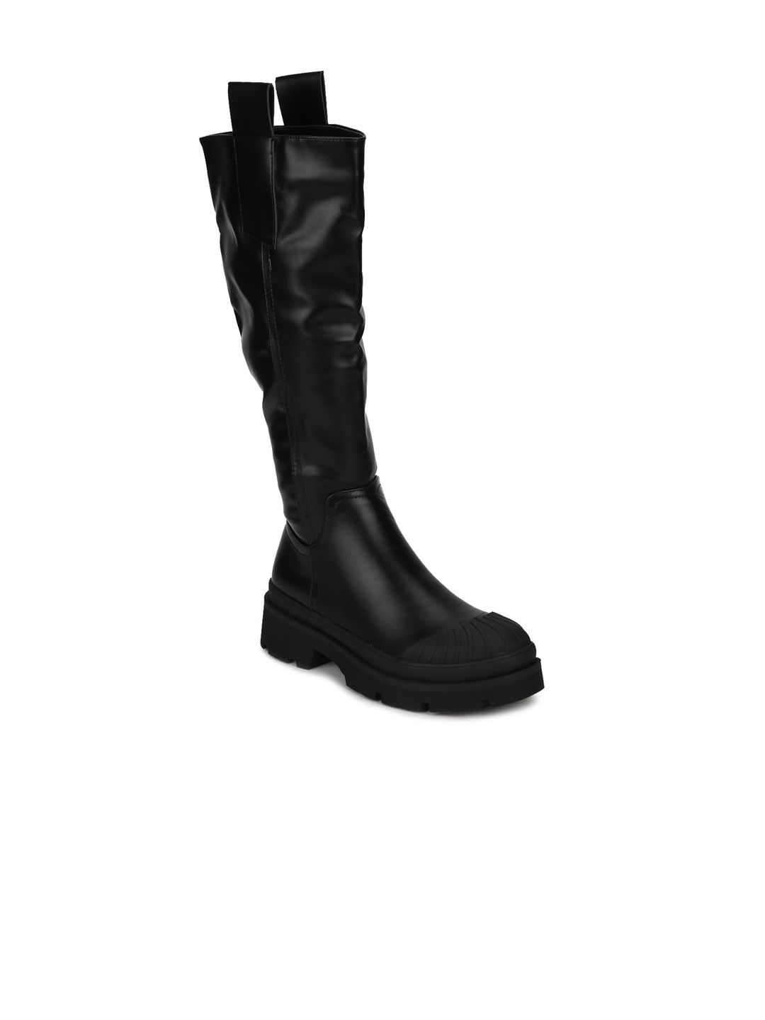 Truffle Collection Black High-Top Platform Heeled Boots Price in India
