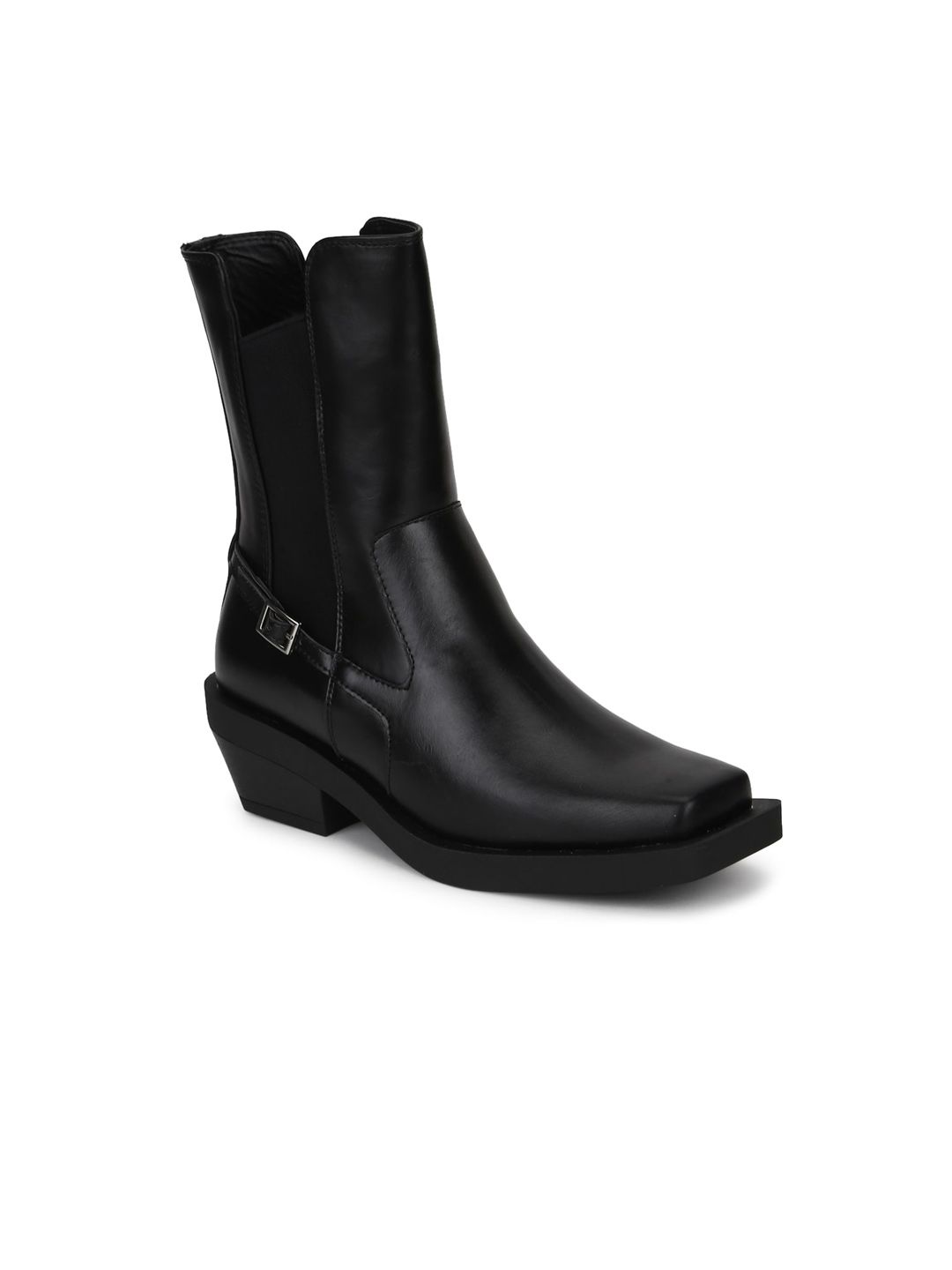Truffle Collection Black Block Heeled Boots Price in India