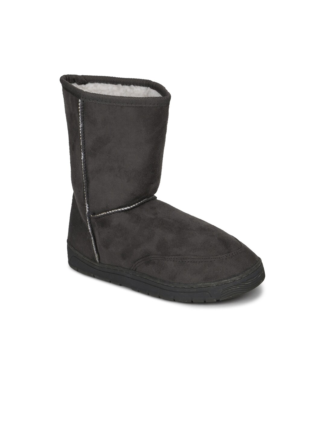 Truffle Collection Charcoal Suede Flatform Heeled Boots Price in India