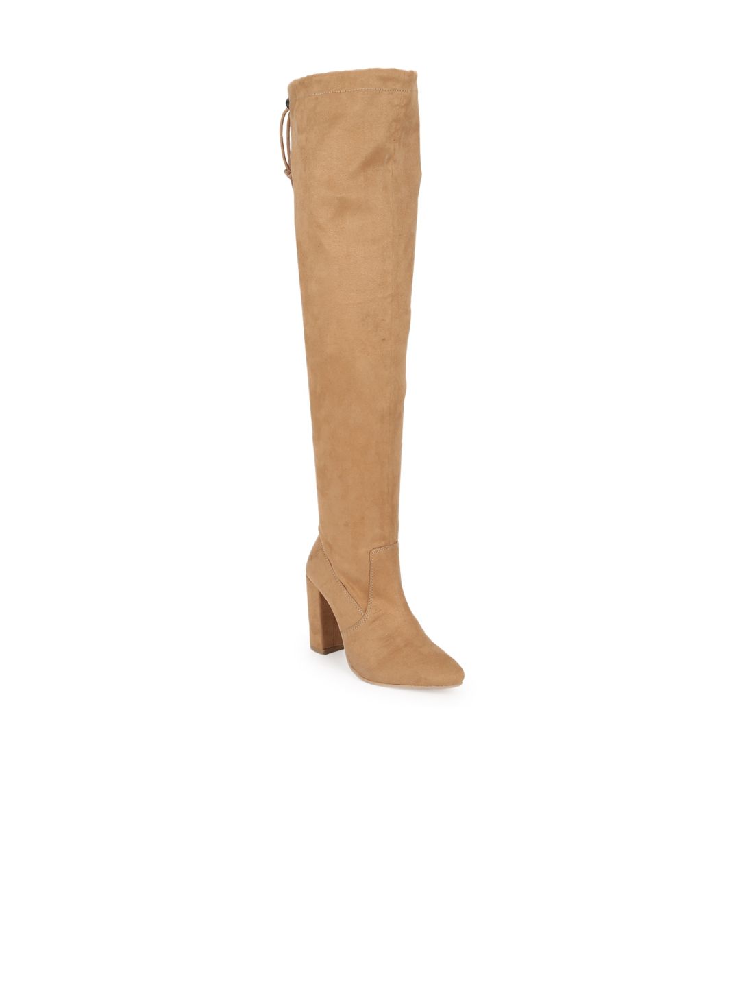 Truffle Collection Nude-Coloured High-Top Block Heeled Boots Price in India