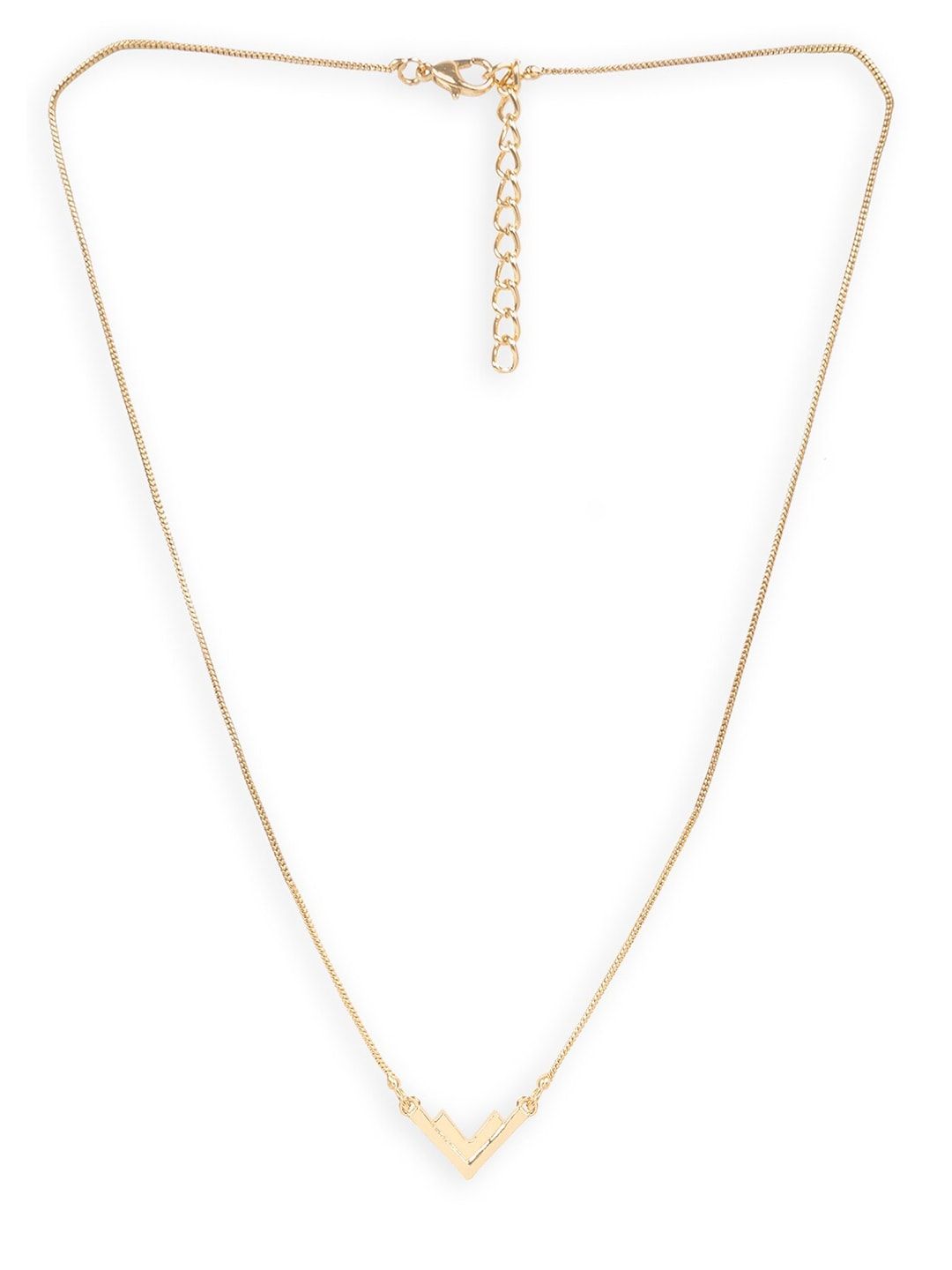 Mikoto by FableStreet Gold-Toned Gold-Plated Minimal Chevron Necklace Price in India