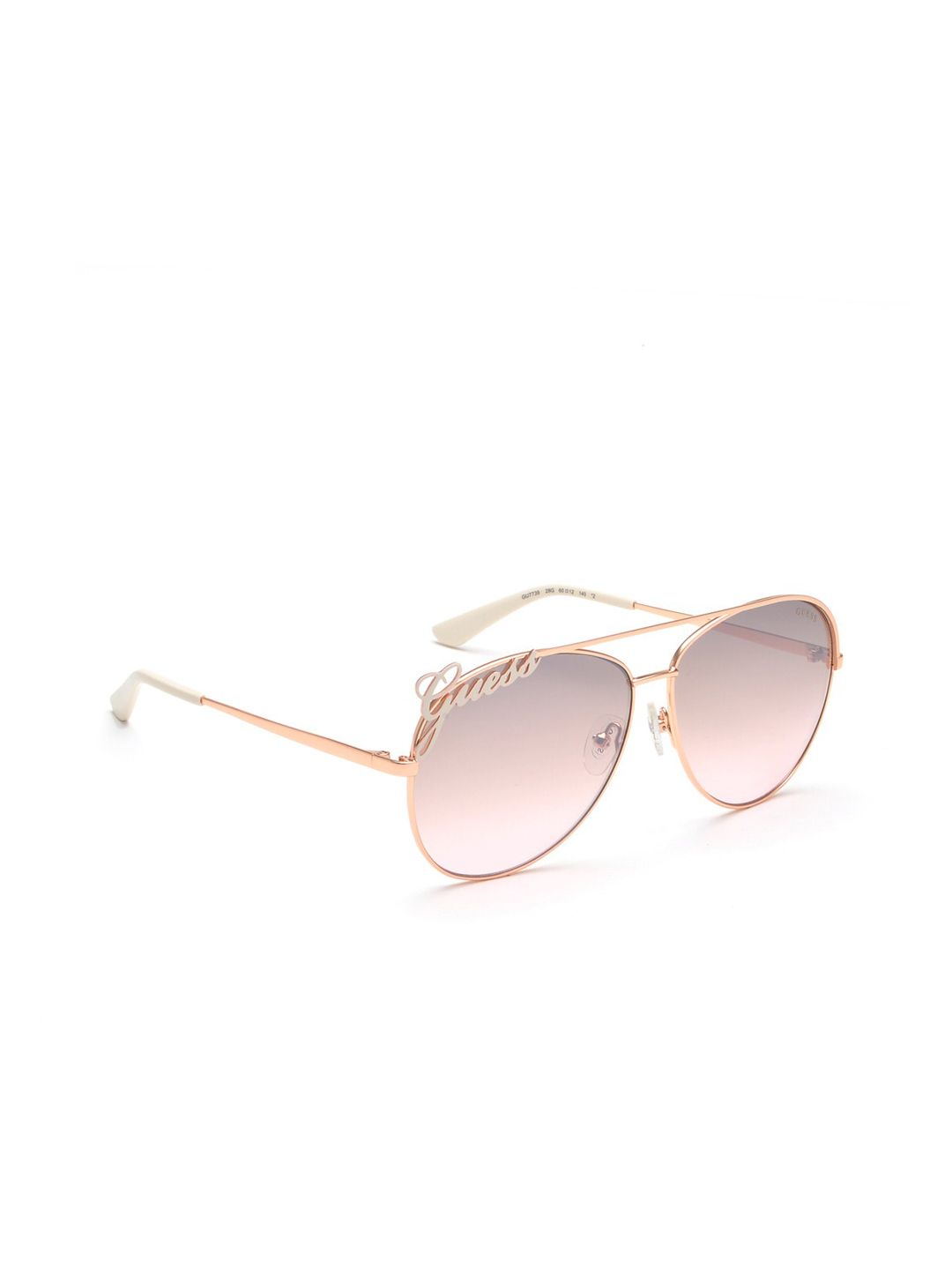 GUESS Women Grey Lens & Gold-Toned Aviator Sunglasses with Polarised Lens Price in India