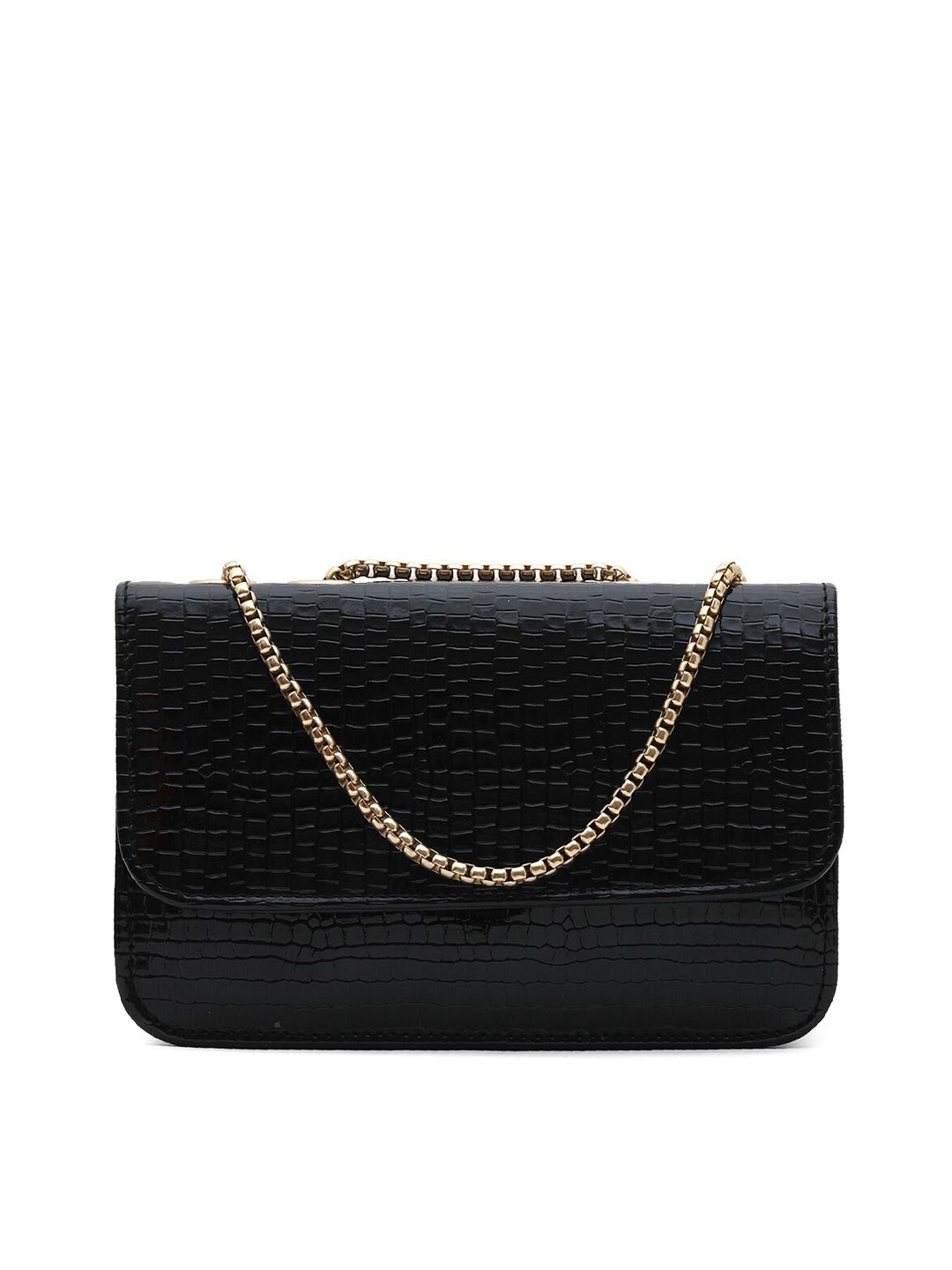 gaura pakhi Black Textured Structured Sling Bag Price in India