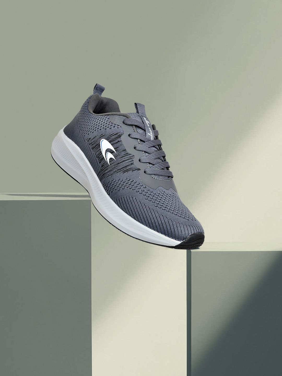 Allen Cooper Men Grey Mesh Running Non-Marking Shoes